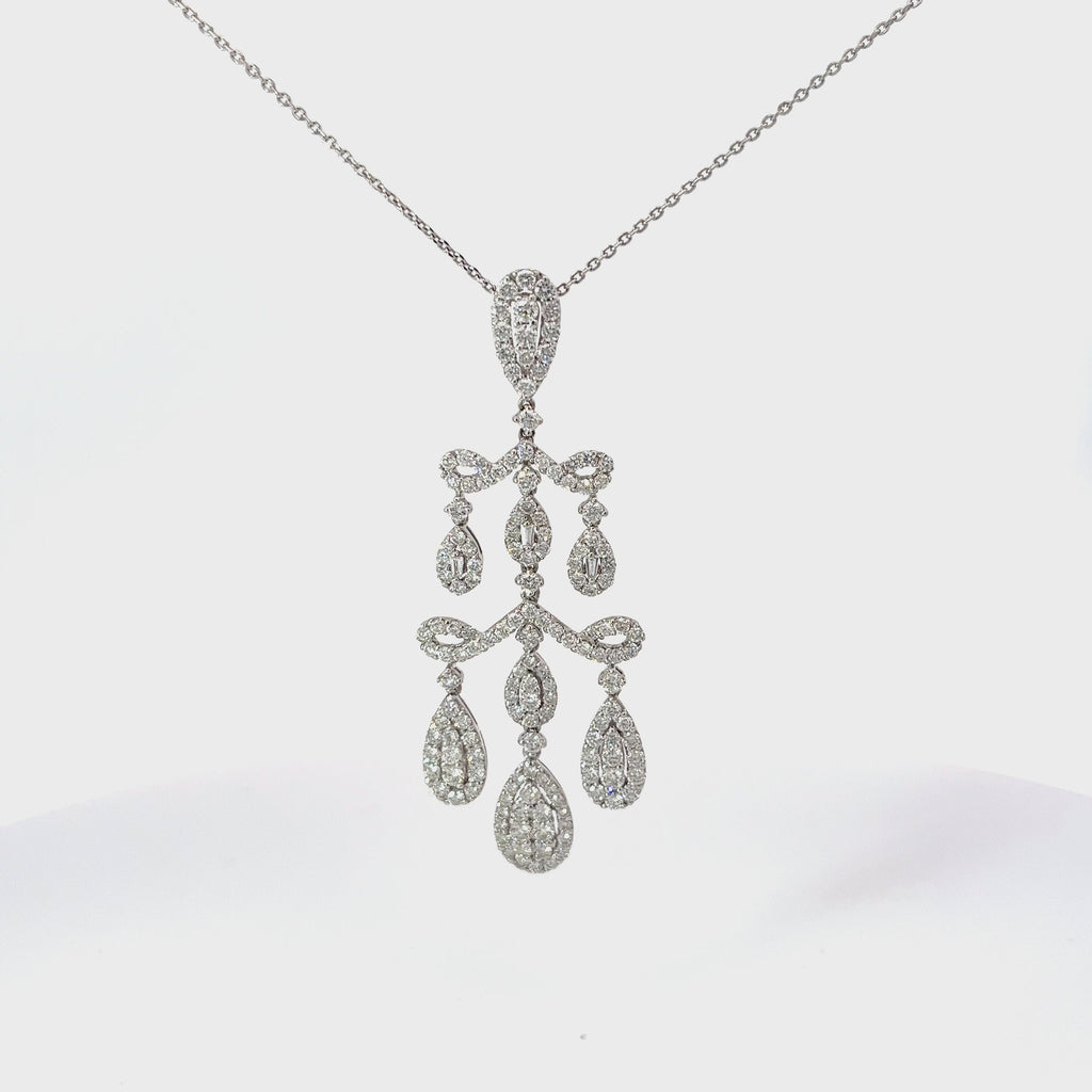 18k White Gold 3.48ct G SI1 Round Diamond Fashion Necklace