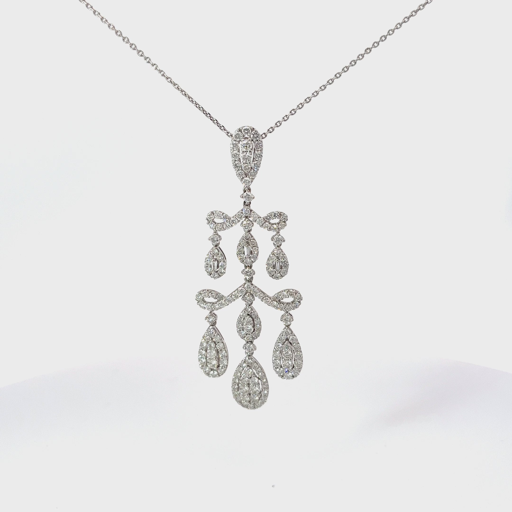 18k White Gold 3.48ct G SI1 Round Diamond Fashion Necklace