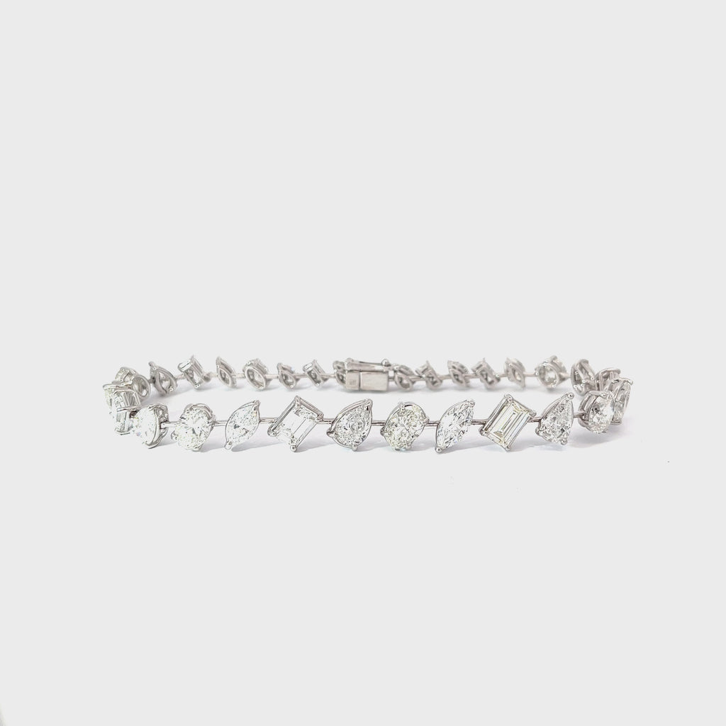 18K White Gold  10.68CT F G VS2 MULTIPLE OVAL, MARQUISE, EMERALD CUT AND PEAR SHAPE BRACELET