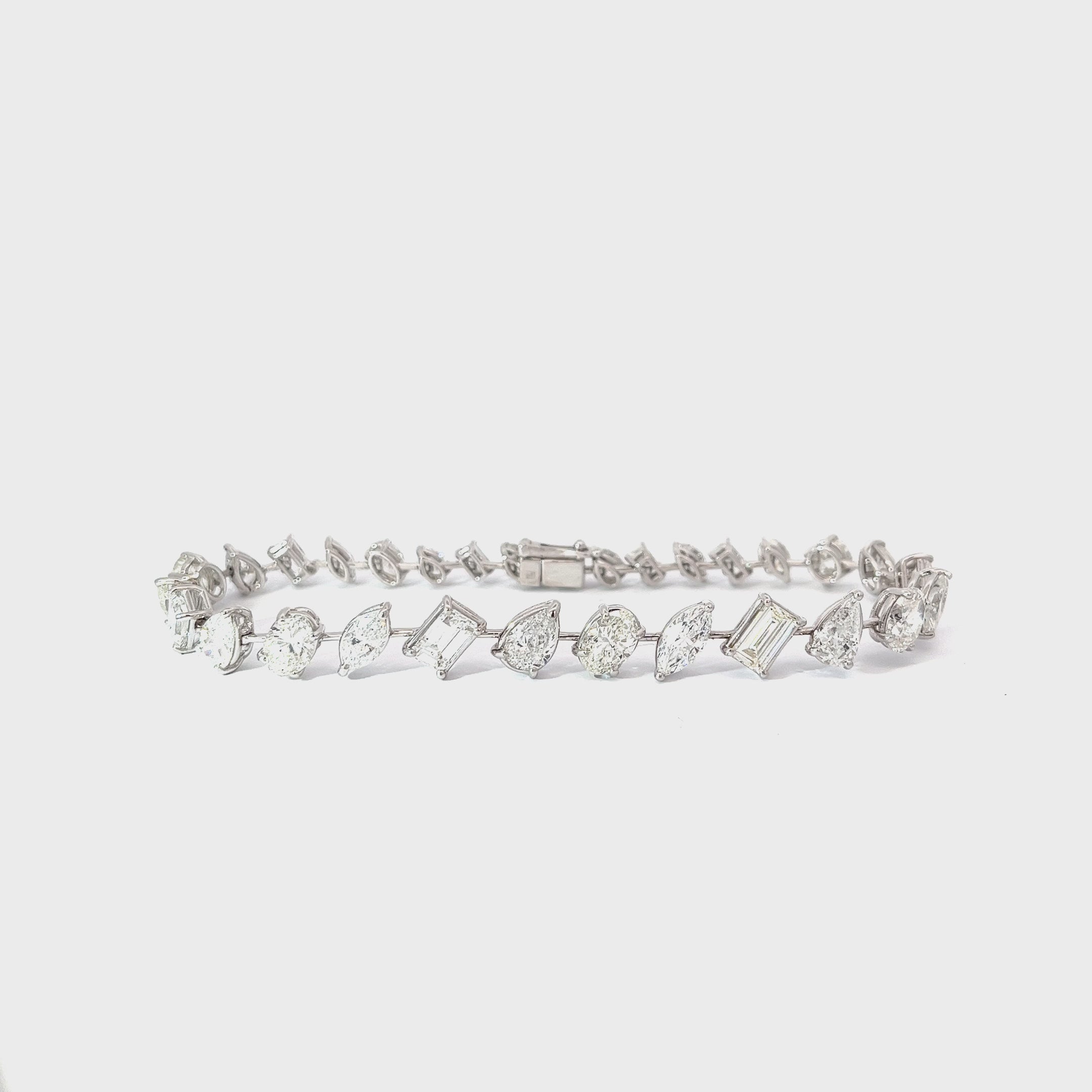18K White Gold  10.68CT F G VS2 MULTIPLE OVAL, MARQUISE, EMERALD CUT AND PEAR SHAPE BRACELET