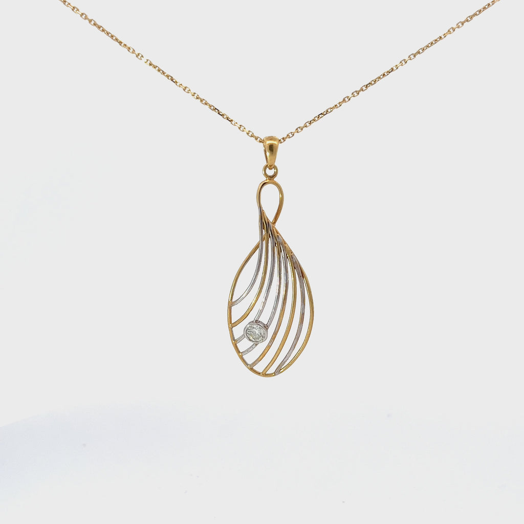 14k Two Toned .30ct F VS2 Round Diamond Necklace