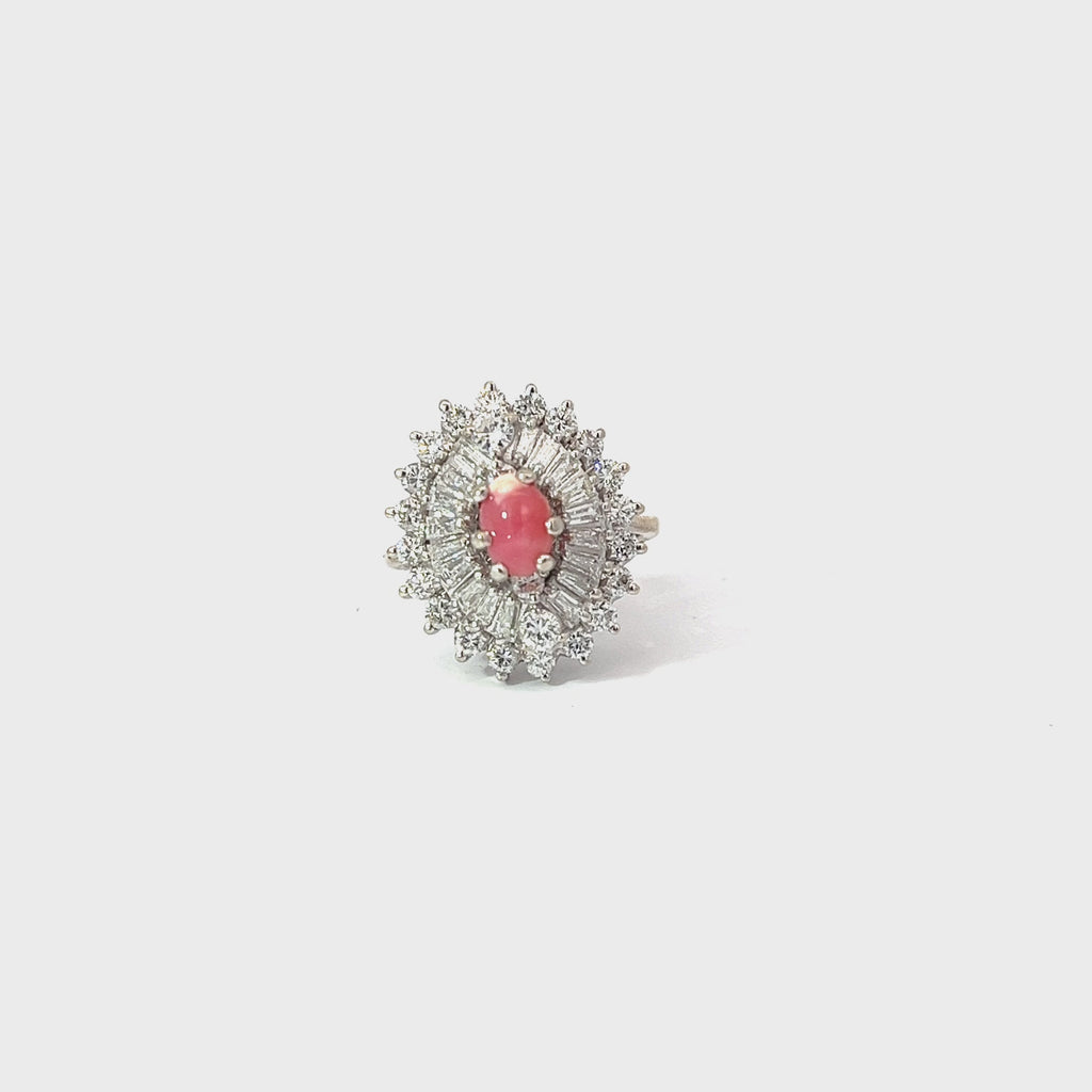 18k Yellow Gold  1.75CT F VS2 Round Diamond and .74ct Conch Pearl Ring certified by GIA #5211826939
