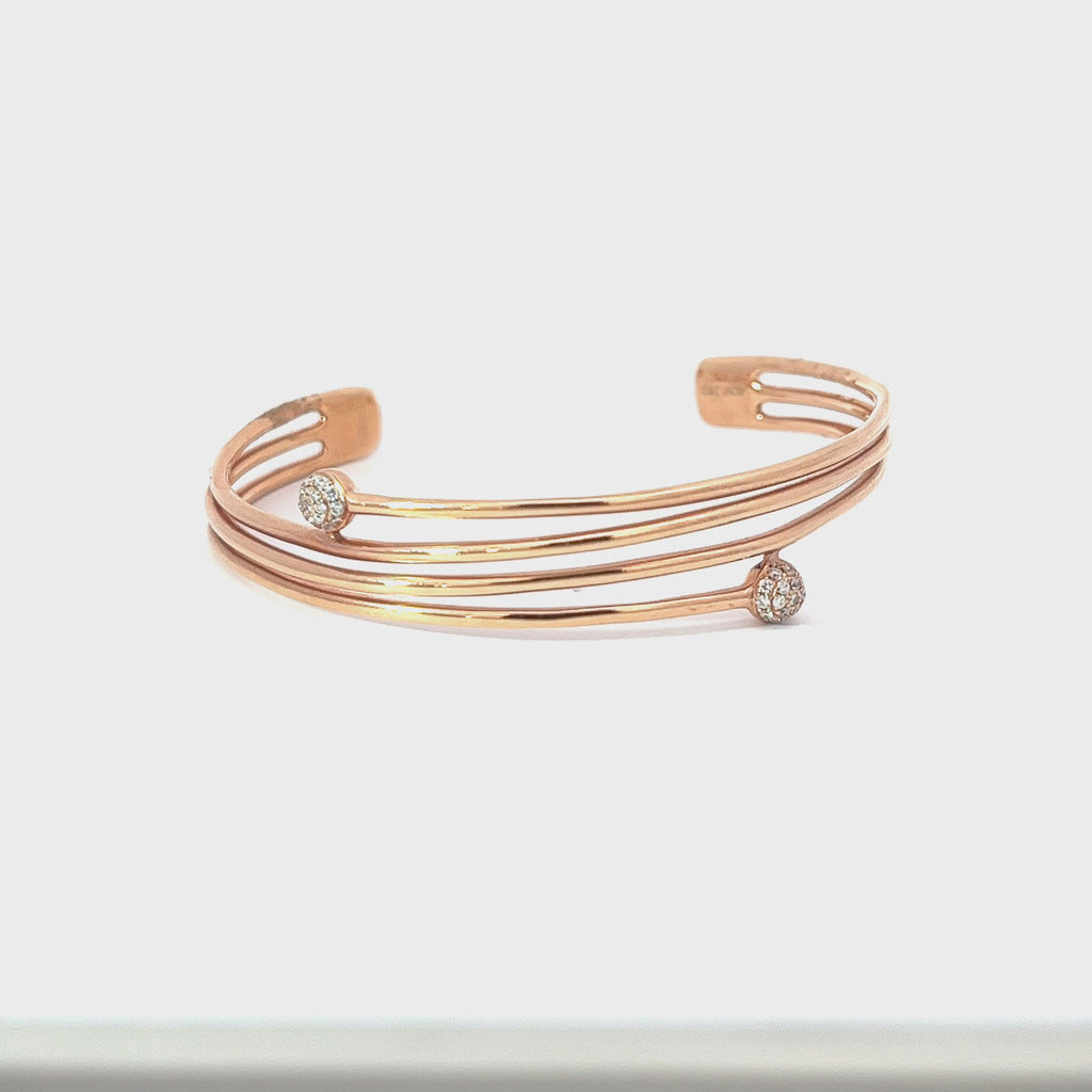14k Rose Gold .13ct G SI1 Round Diamond Bangle Bracelet
