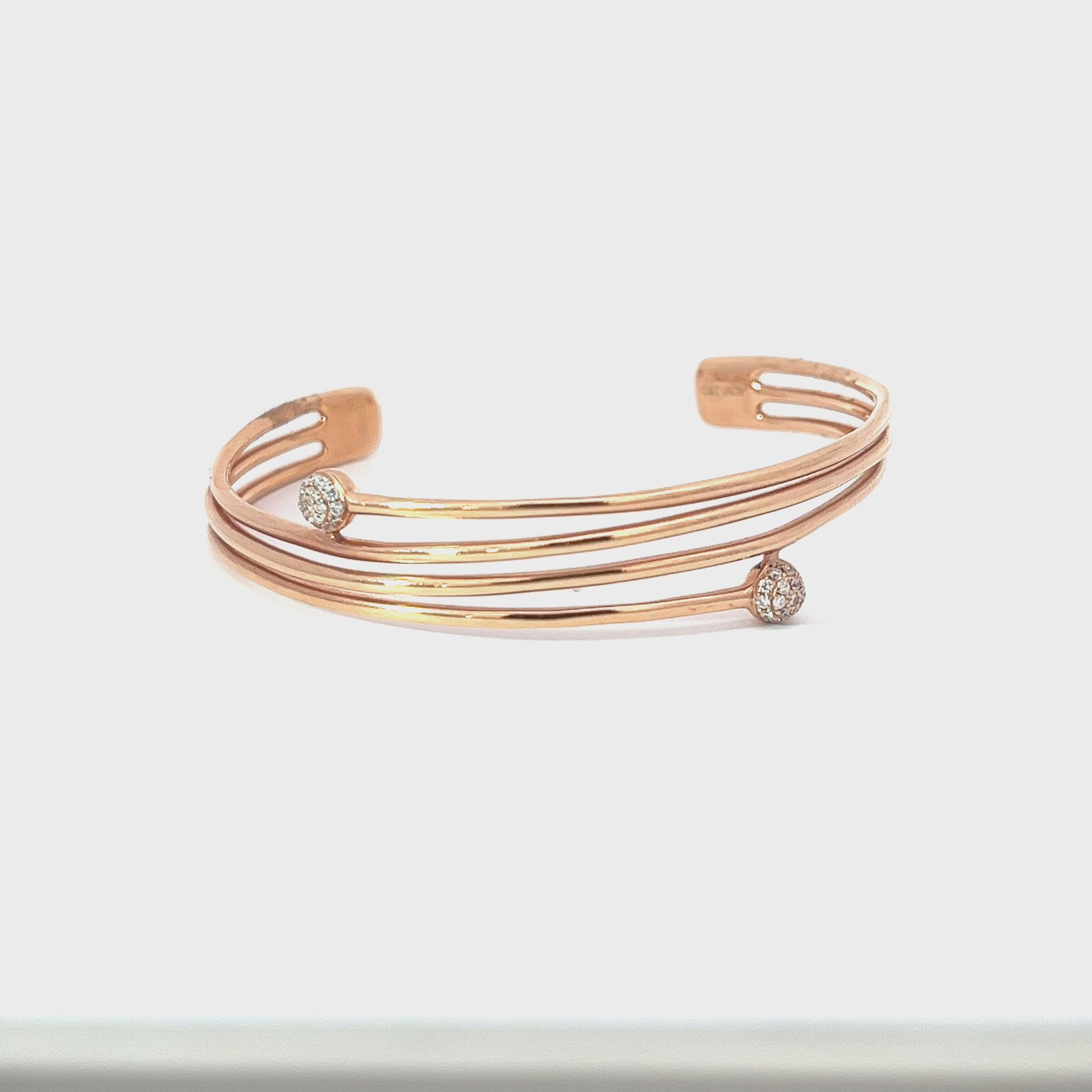 14k Rose Gold .13ct G SI1 Round Diamond Bangle Bracelet