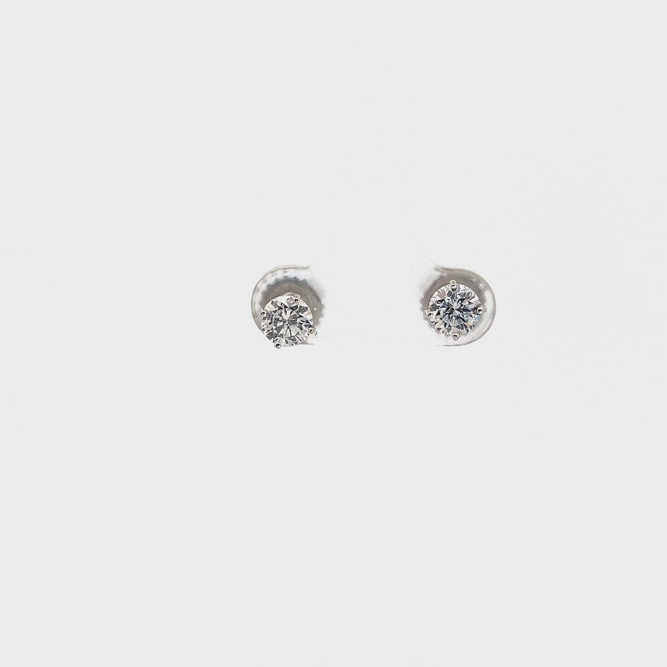 14K WHITE GOLD  1CT G SI1 ROUND DIAMOND STUD EARRINGS