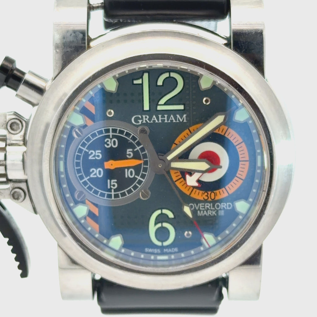 Pre-Owned Graham Overlord Mark Lii Chrono fighter / Automatic/ Steel/ Rubber Band/ 47 mm/ Year 2015 Watch