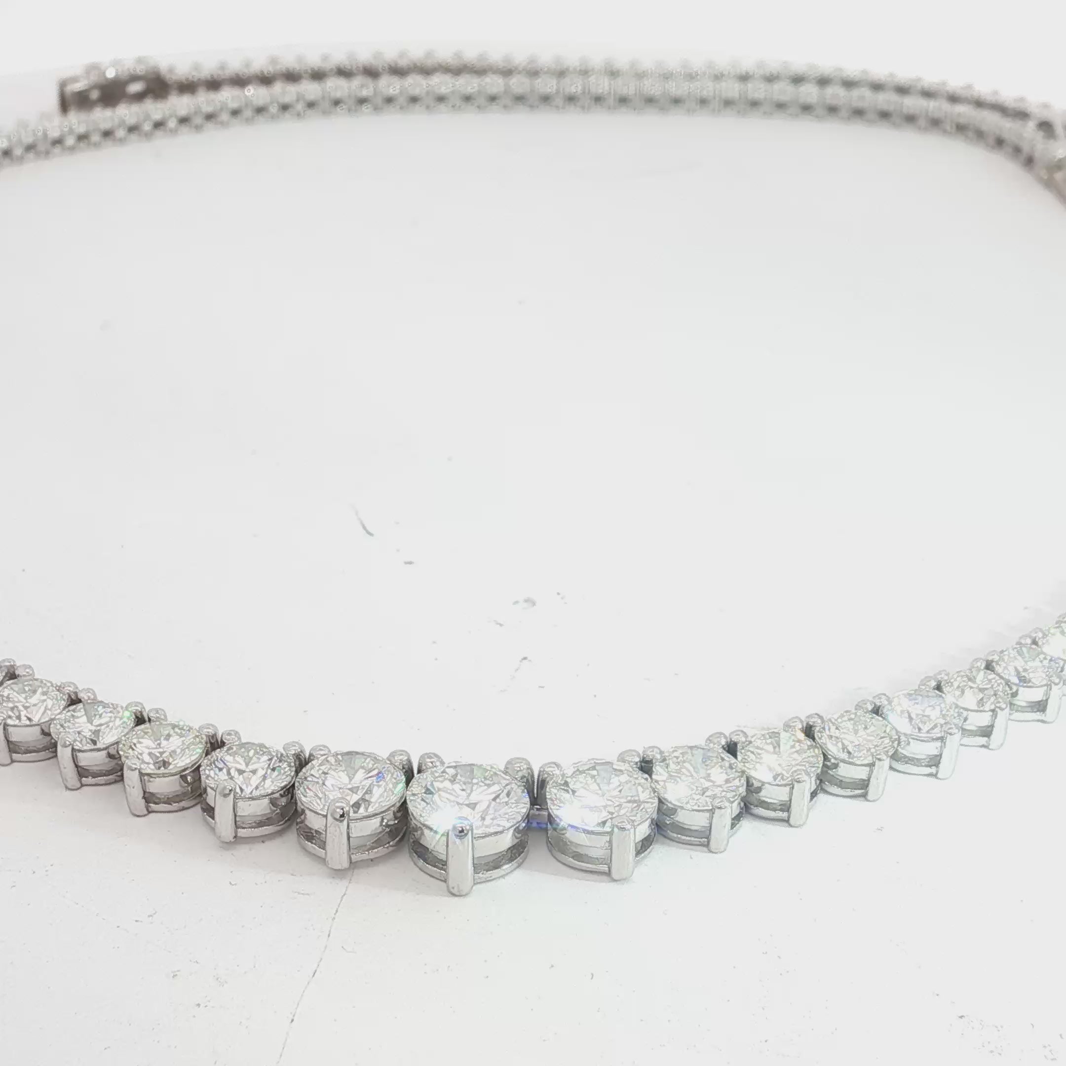 14k White Gold 14.25ct G VS2 / SI1 Round Diamond Riviera Necklace 16" inch