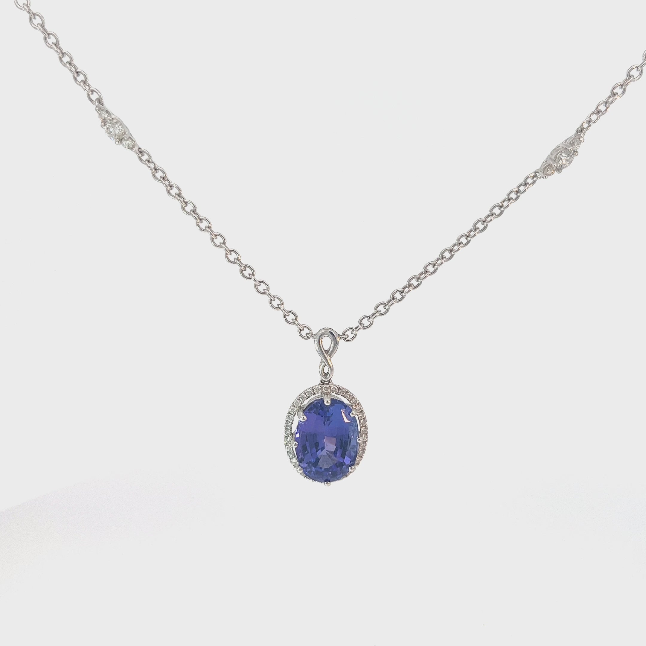 Ladies 18k White Gold Diamond & Tanzanite Necklace