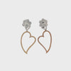 Ladies 18k tri colored diamond heart earrings