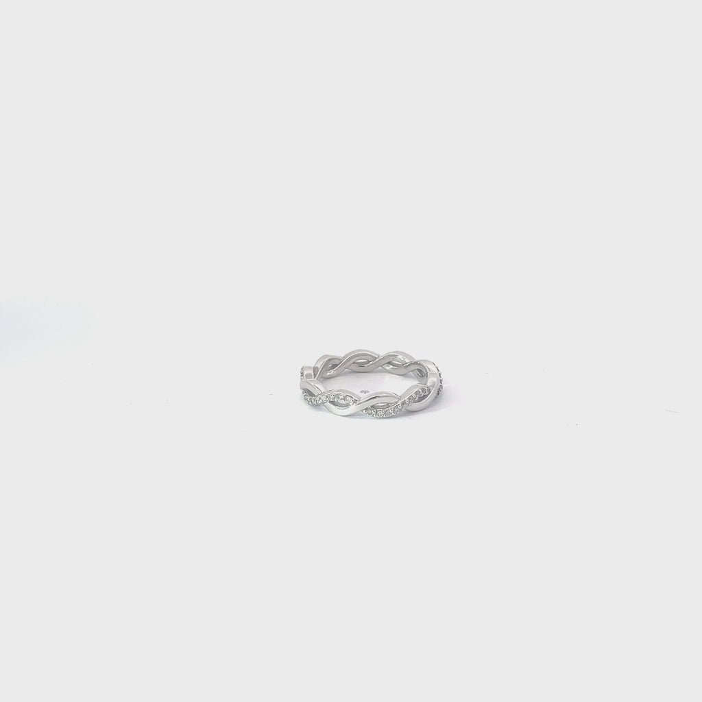 14k White Gold .50ct G VS2 Round Diamond Twisted Eternity Band  Size 7