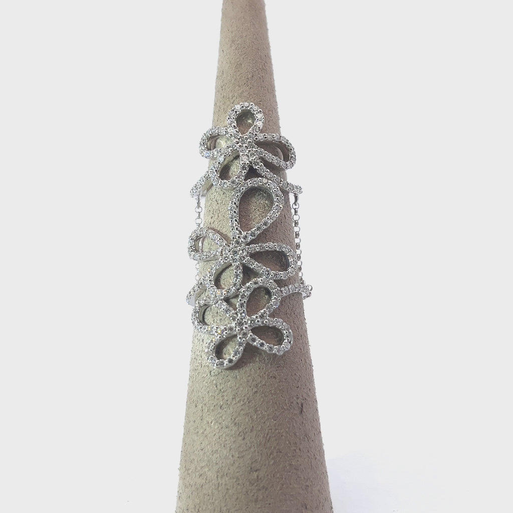 14k White Gold 1.50ct G VS2 Three Butterfly 1 Finger 2 Rings