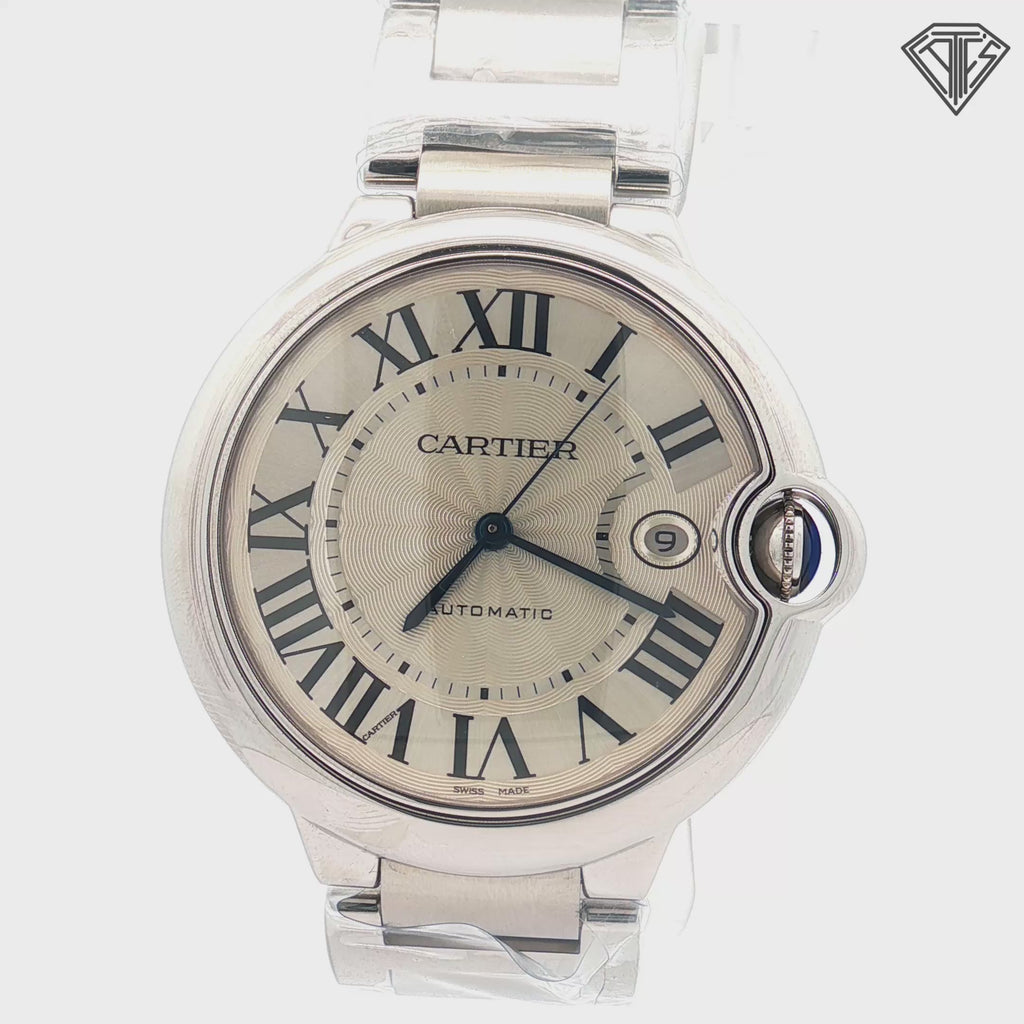Pre-Owned Ballon Bleu De Cartier / White Dial/ Stainless Steel Case and Band /42mm/ Automatic