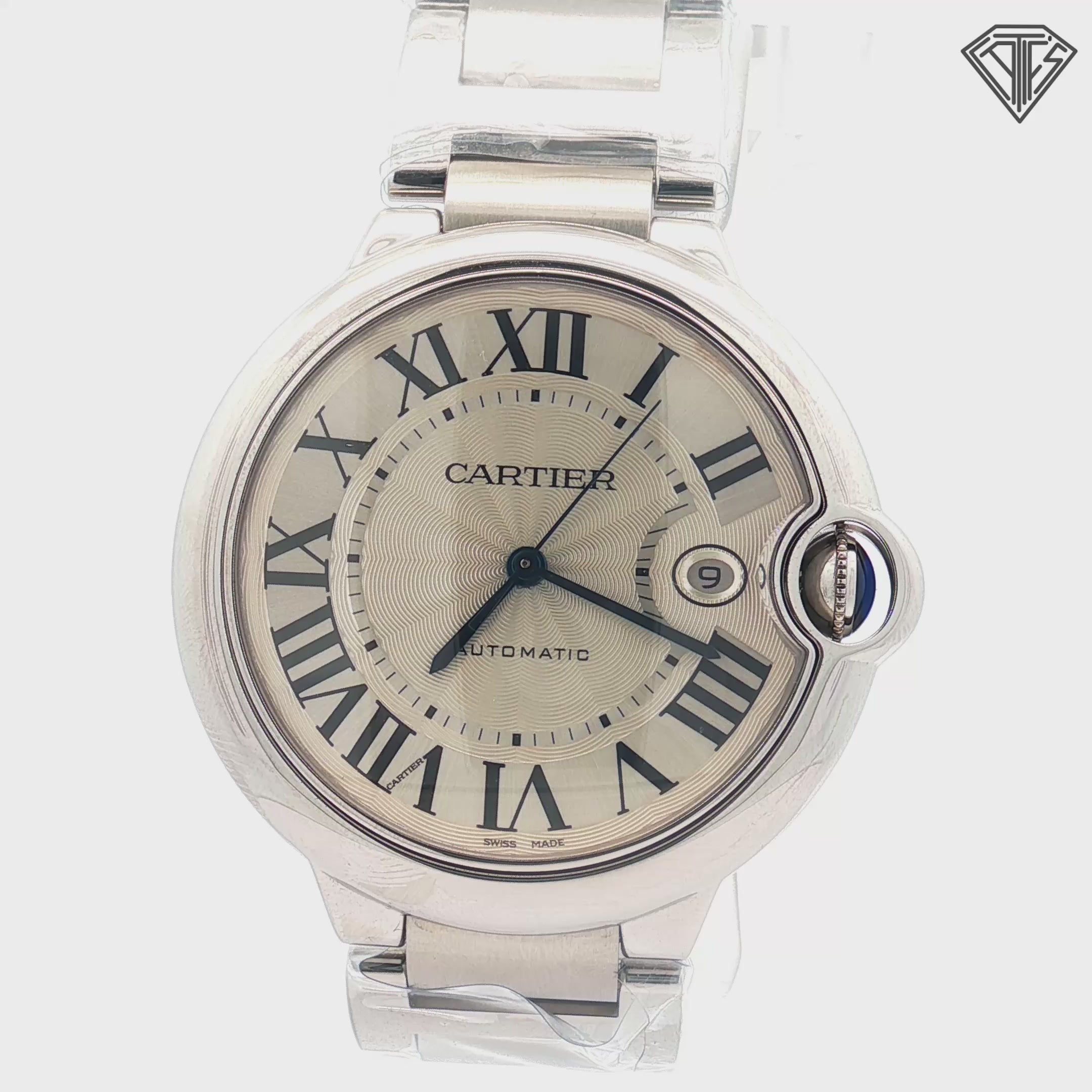 Pre-Owned Ballon Bleu De Cartier / White Dial/ Stainless Steel Case and Band /42mm/ Automatic