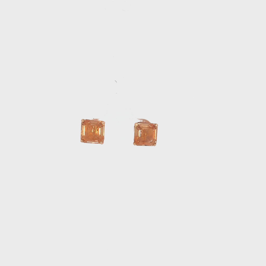 14k Rose Gold 4.00ct Princess Cut Morganite Stud Earrings