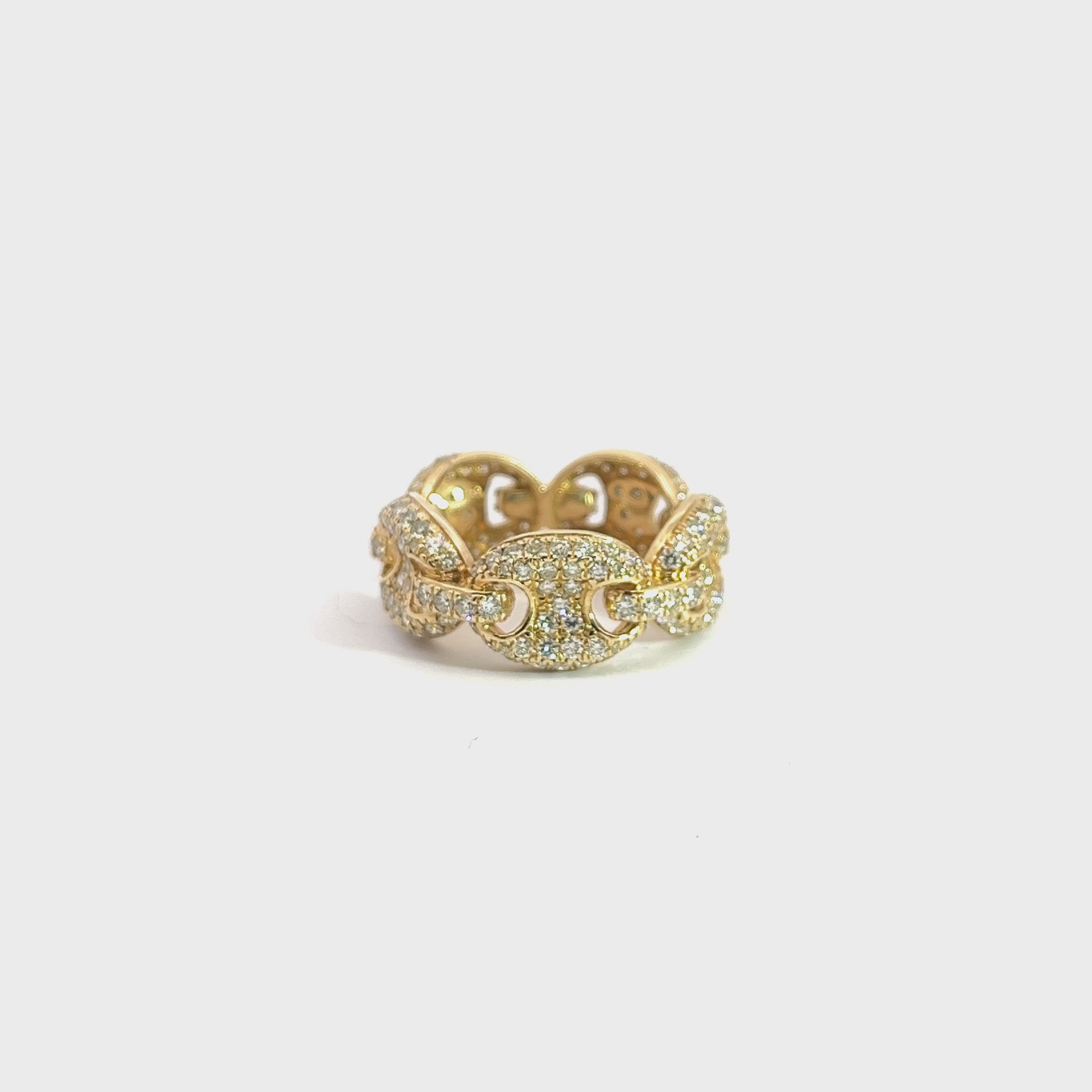 14k Yellow Gold 2.00ct G VS2 Round Diamond Gucci Link Ring