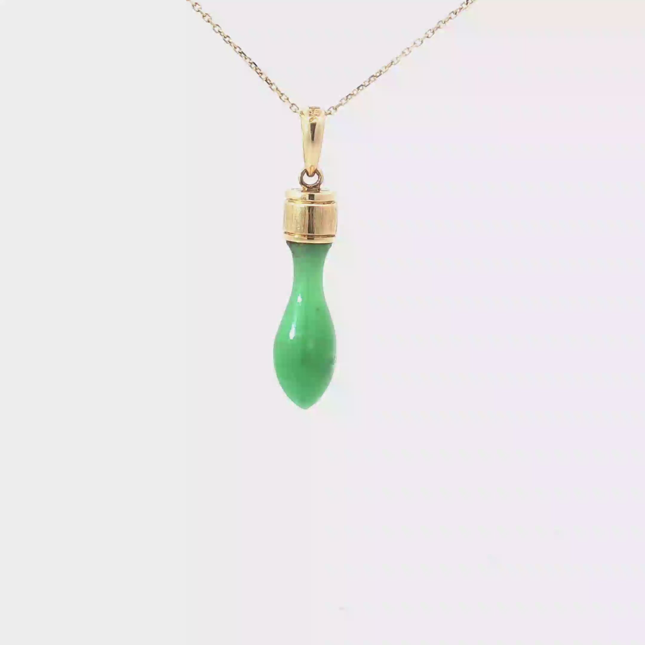 14k Yellow Gold Jade Pacifier Pendant 1 1/2"
