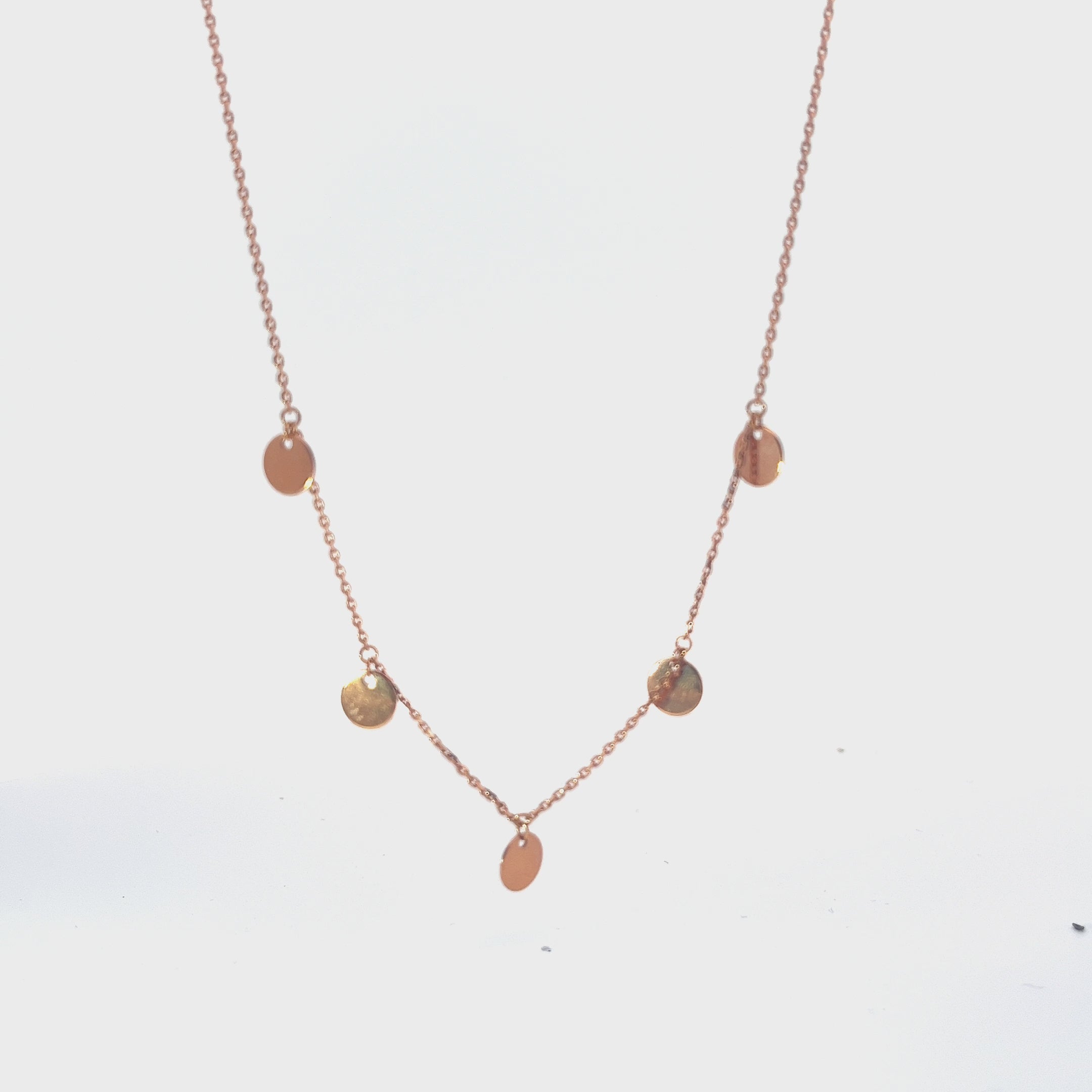 14k Rose Gold Mini Disc Adjustable Choker Necklace 2.60 grams  16"inch