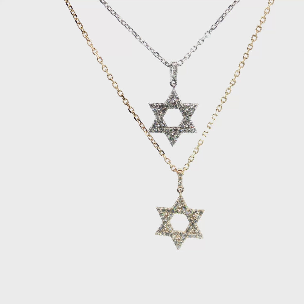 14k Yellow and White Gold .35ct F VS2 Round Diamond 1/2"ich Star of Diamond Pendant
