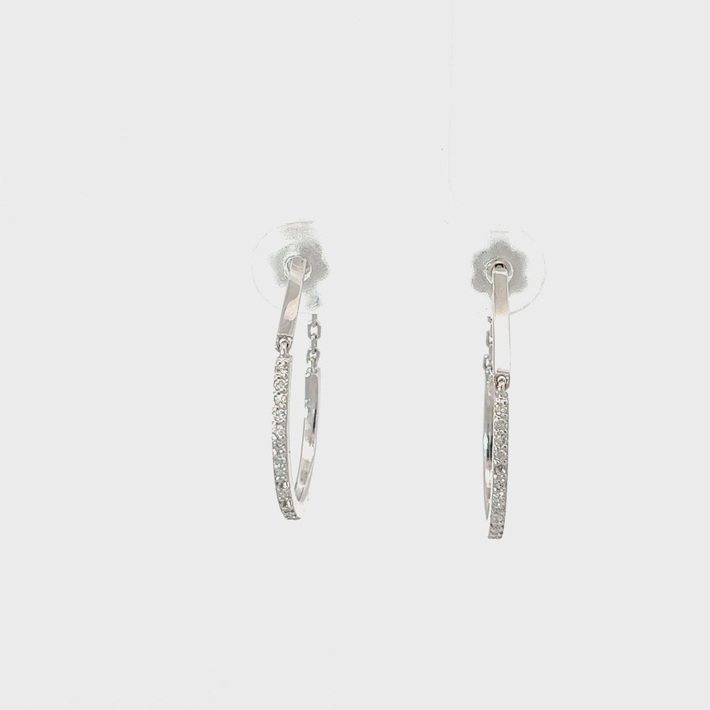 14K WHITE GOLD .38CT GVS2 DIAMOND HOOP EARRINGS