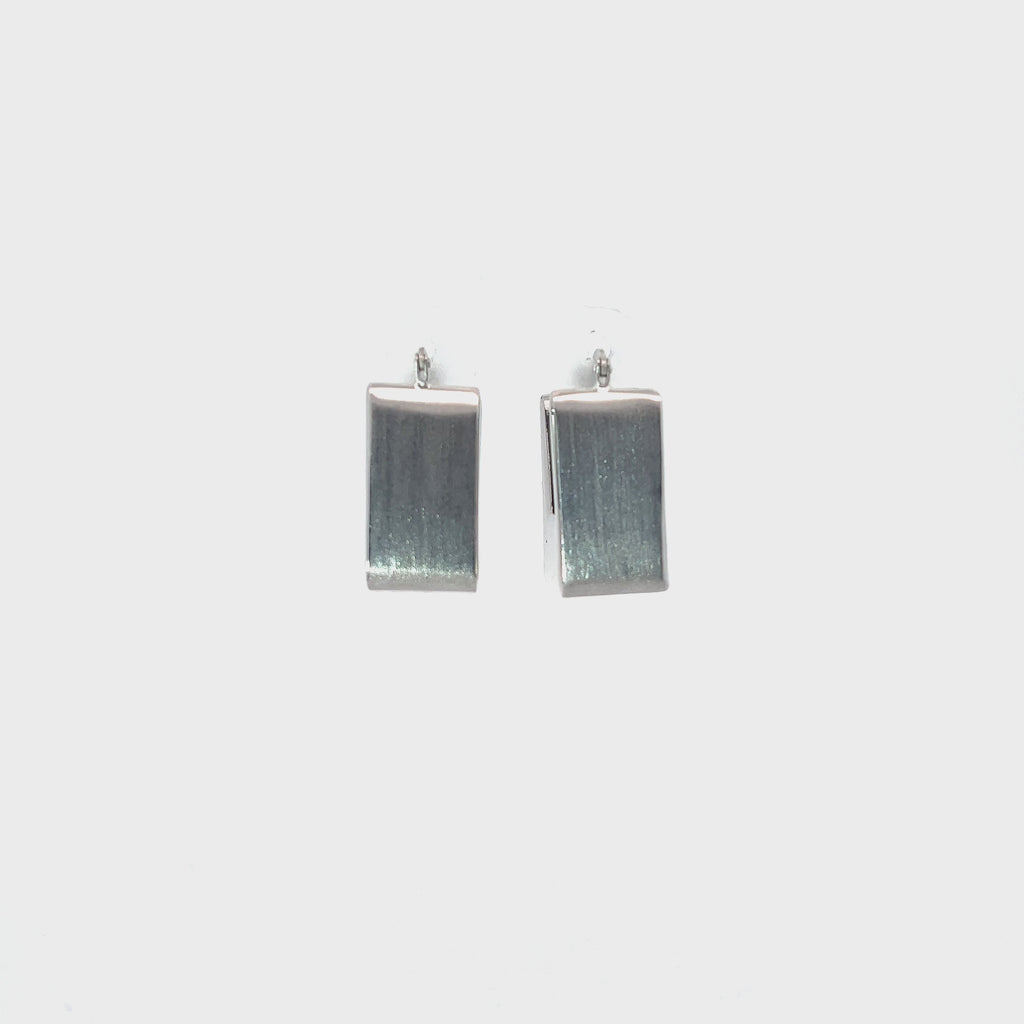 14k White Gold Square Hoop Earrings 7 gram