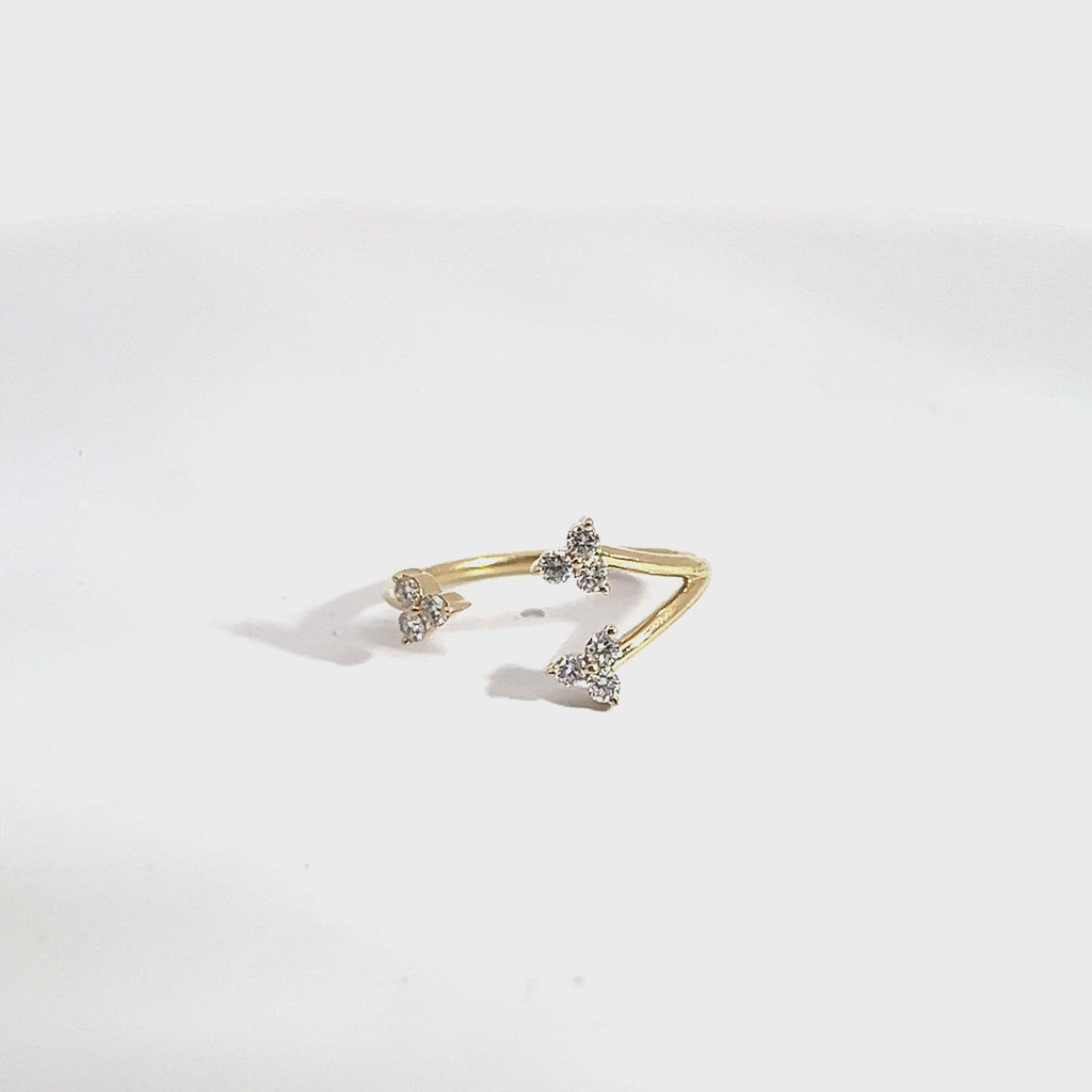 14k Yellow Gold .20ct G SI1 Round Diamond Open Ring