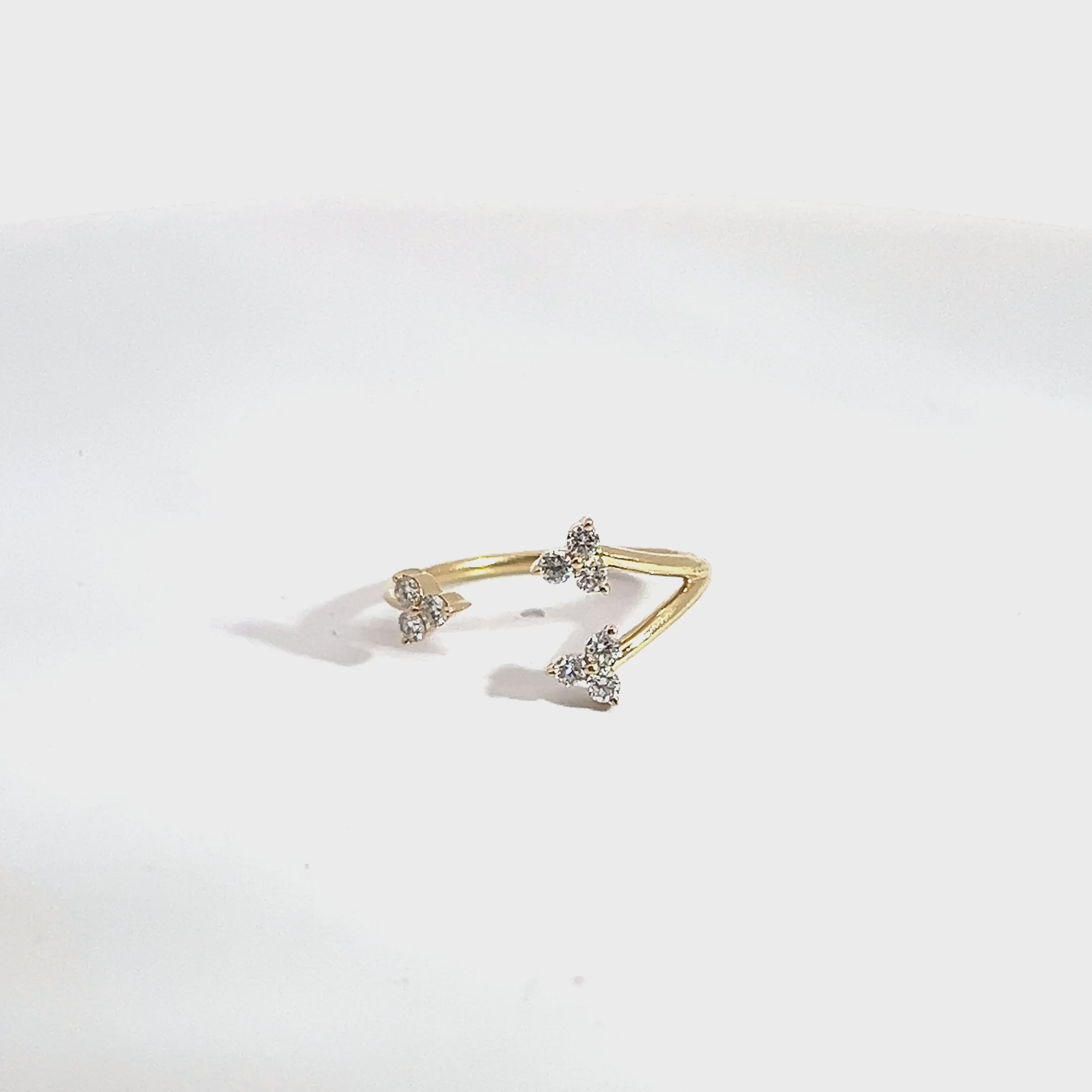 14k Yellow Gold .20ct G SI1 Round Diamond Open Ring