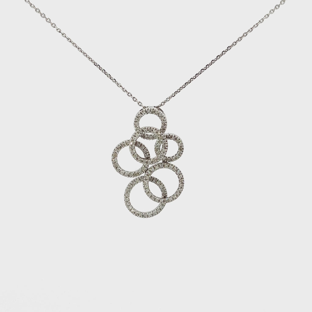 14k White Gold .58ct H SI1 Round Diamond Bubble Necklace
