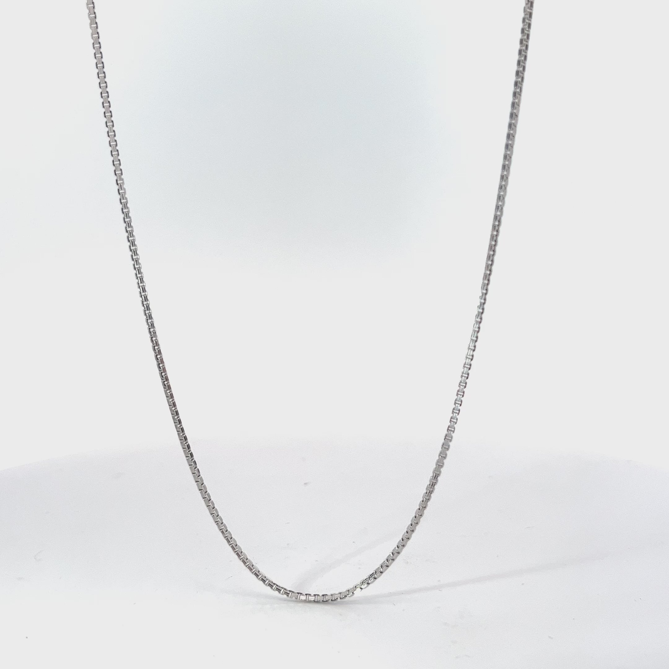 14k White Gold 4.0 Gram Box Link Necklace 24" inch 1.1 mm