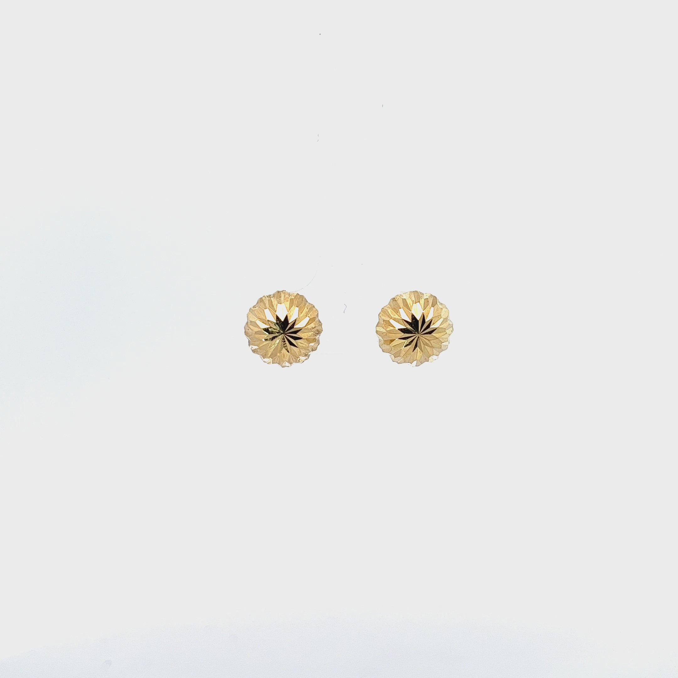 18K YELLOW GOLD DIAMOND CUT DOMED 10MM ROUNG 1/2 BALL EARRING 1.00 gram