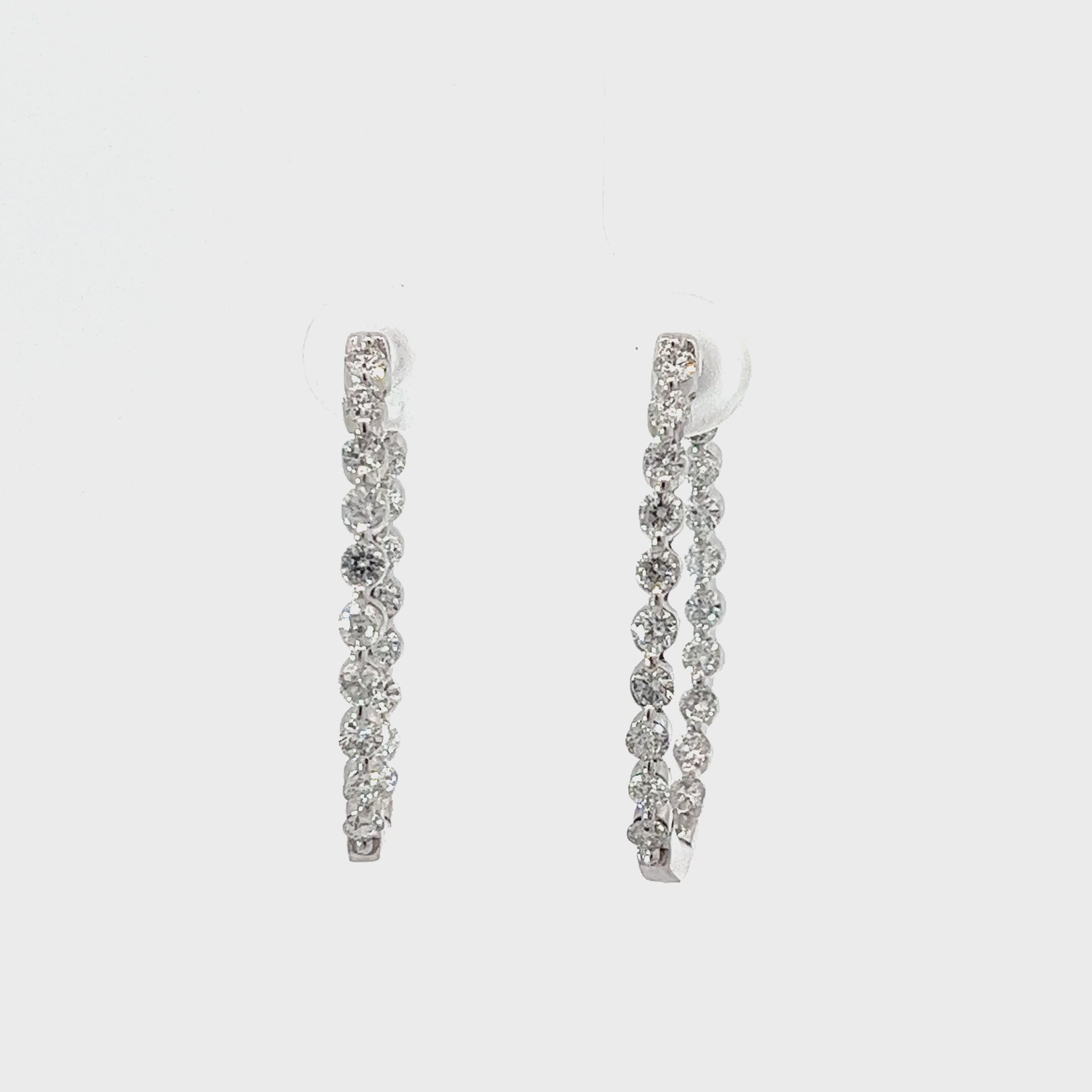 Ladies 14k white gold Diamond Hoop earrings