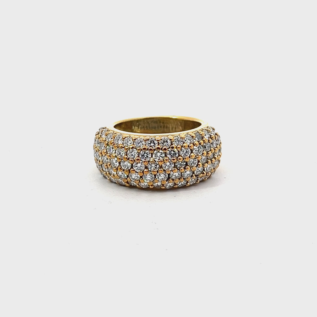 14k Yellow Gold 2.00ct E VS2 Round (5) Row of (74)Round Diamond Ring 9mm