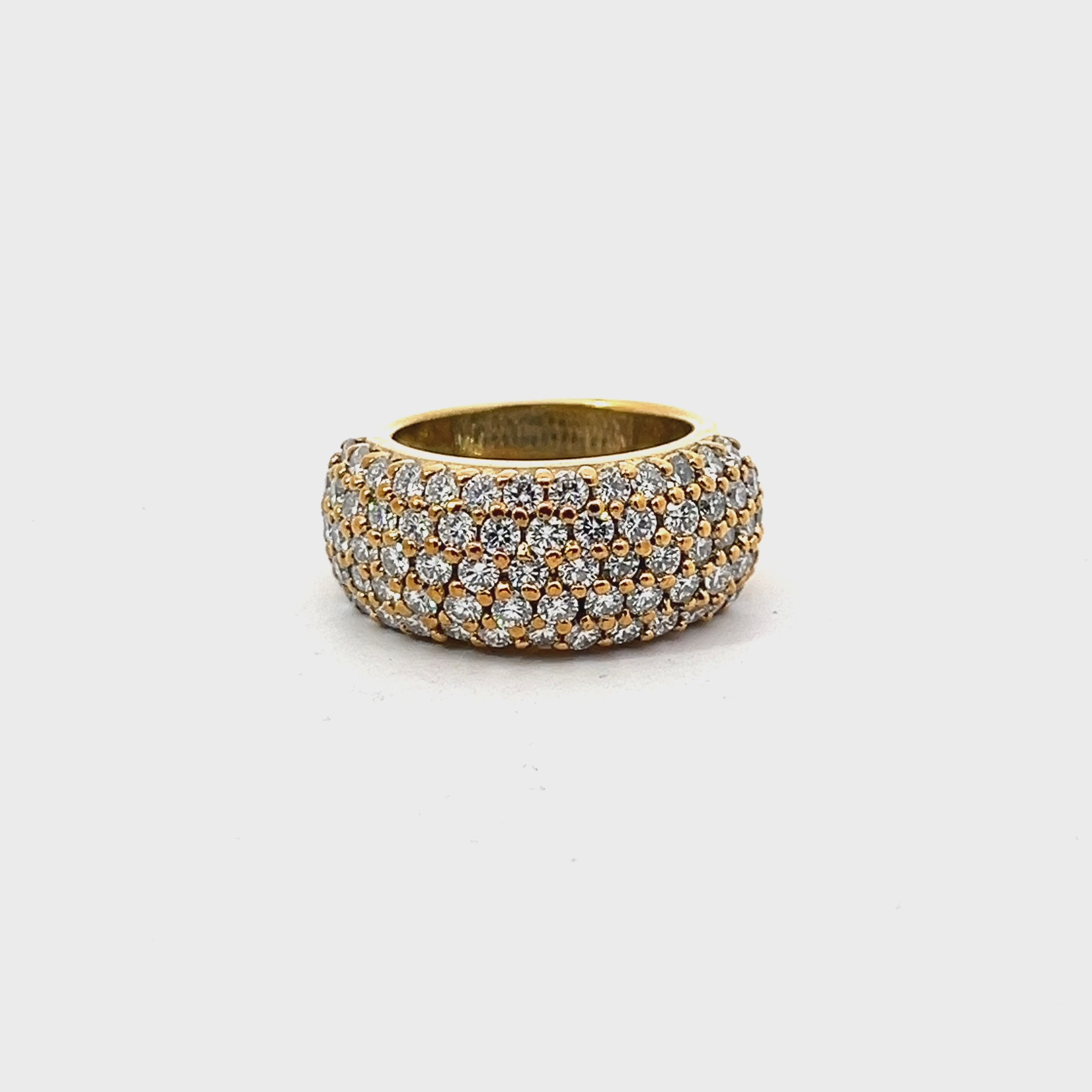 14k Yellow Gold 2.00ct E VS2 Round (5) Row of (74)Round Diamond Ring 9mm
