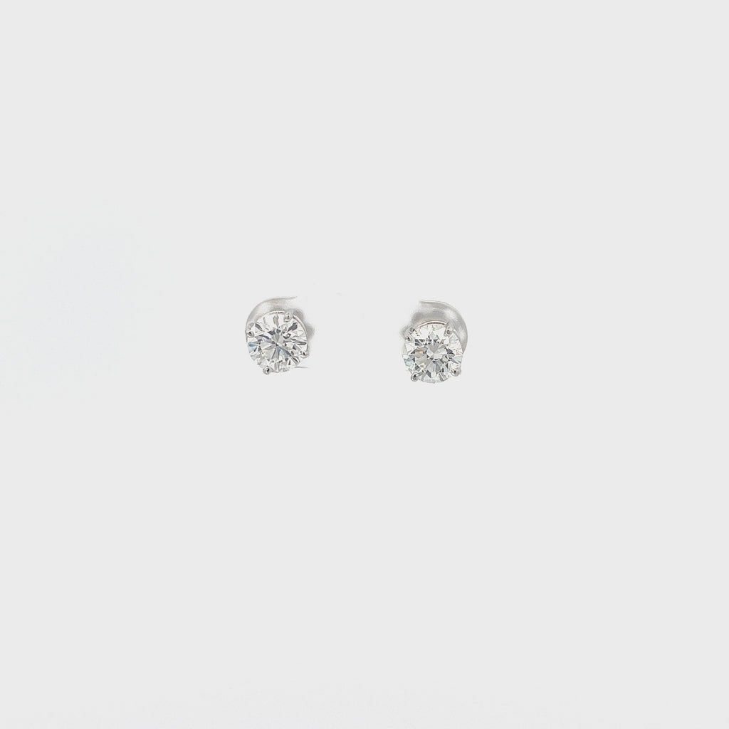 18K WHITE GOLD 2CT G VS2 ROUND DIAMOND STUDS CERTIFIED BY HRD