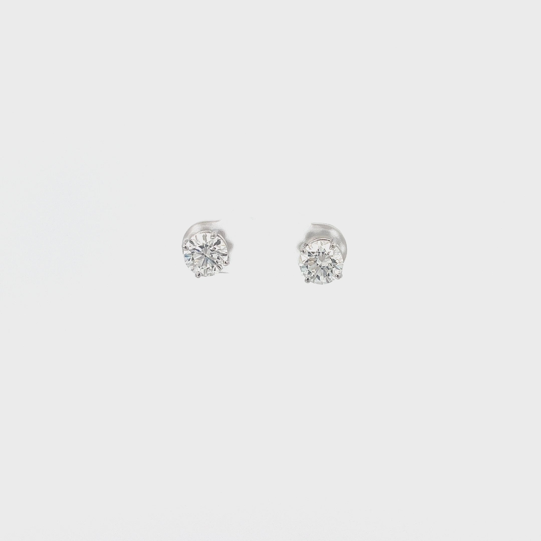 18K WHITE GOLD 2CT G VS2 ROUND DIAMOND STUDS CERTIFIED BY HRD