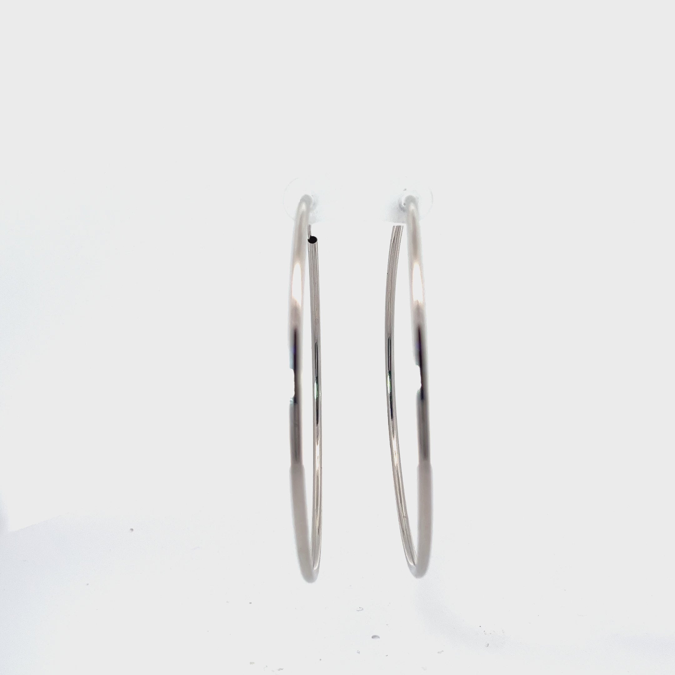 14k White Gold Hoop Earrings 3"inch 3.3 gram