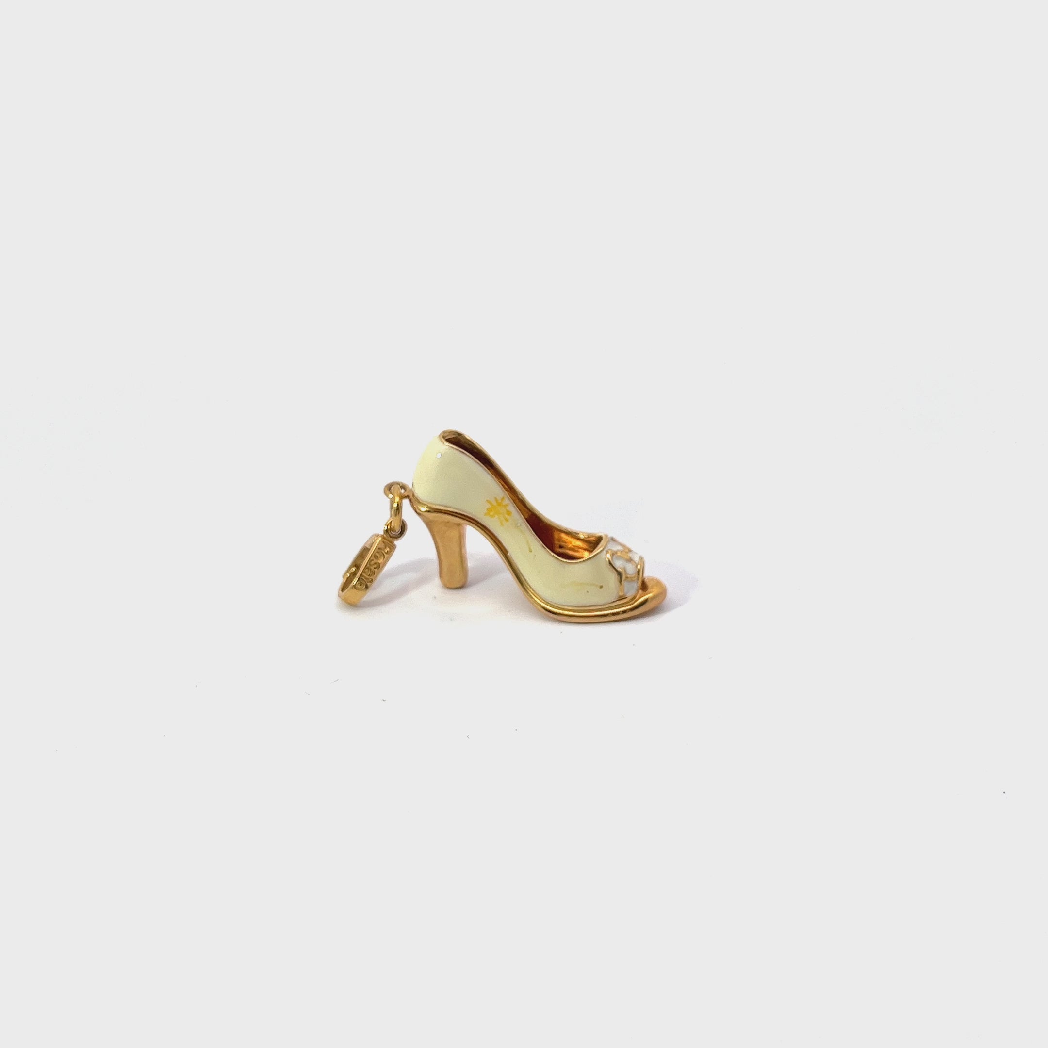 14k Yellow Gold High Heel Enamel Necklace