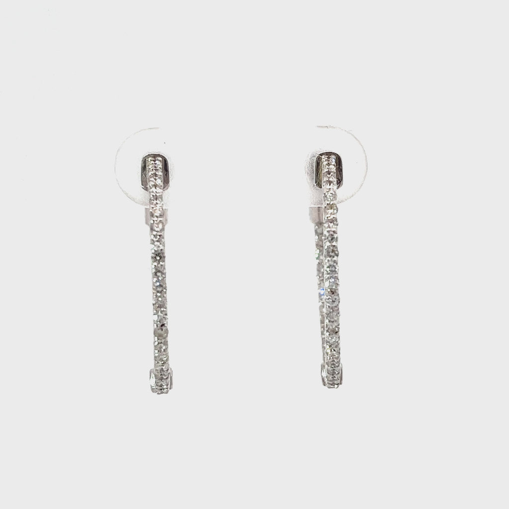 14k White Gold .80ct G VS2 Round Diamond Hoop Earrings