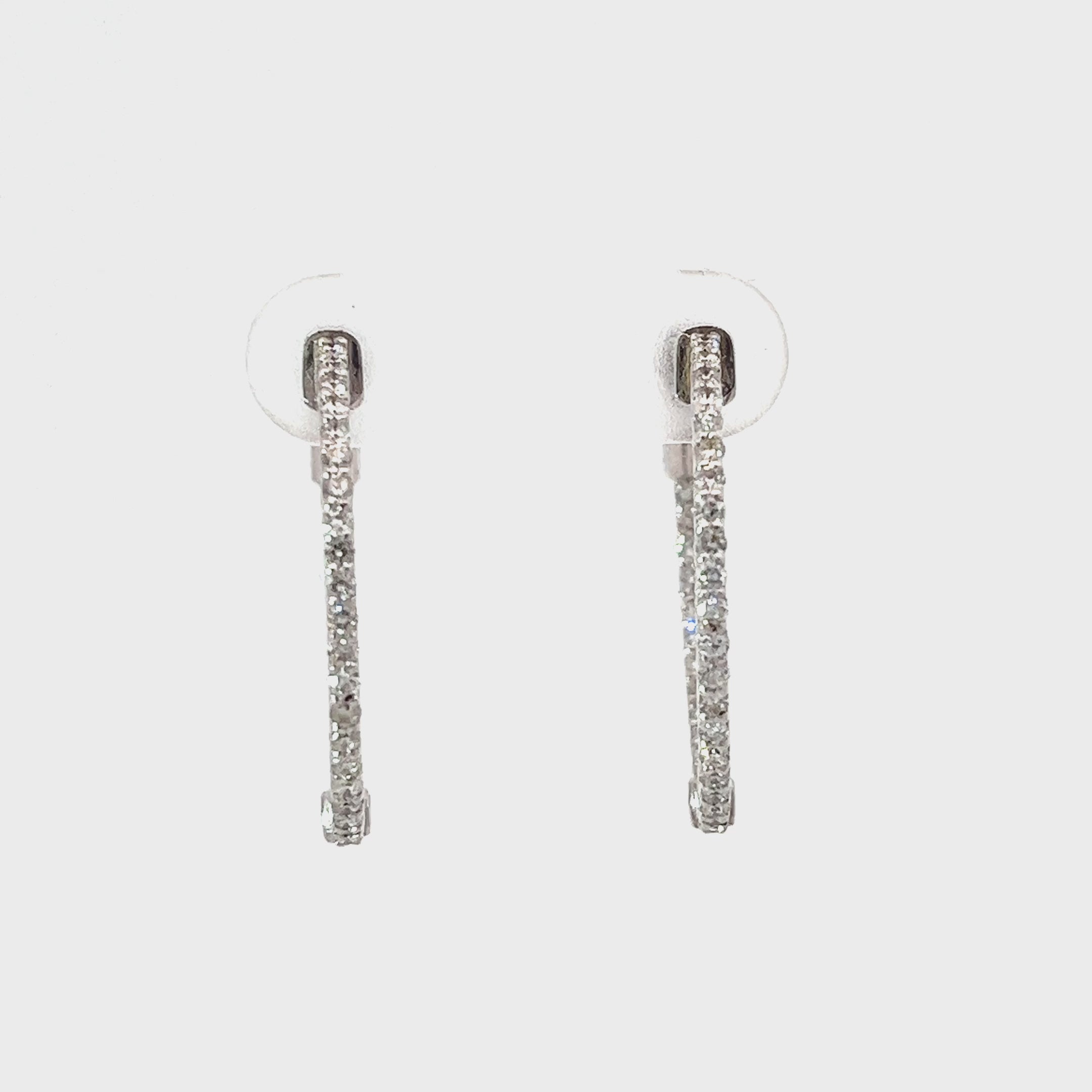 14k White Gold .80ct G VS2 Round Diamond Hoop Earrings