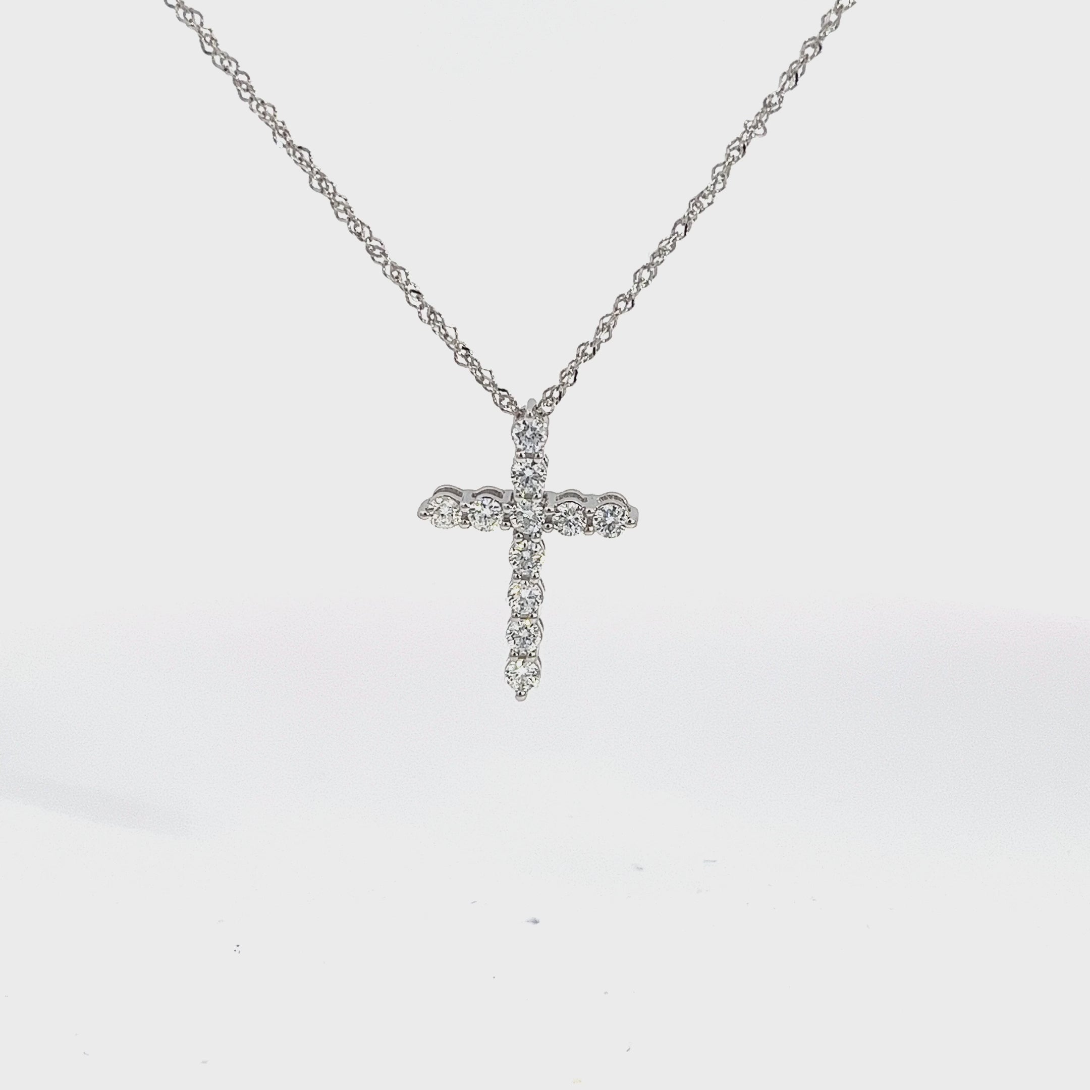Ladies 14k white gold Diamond Cross necklace