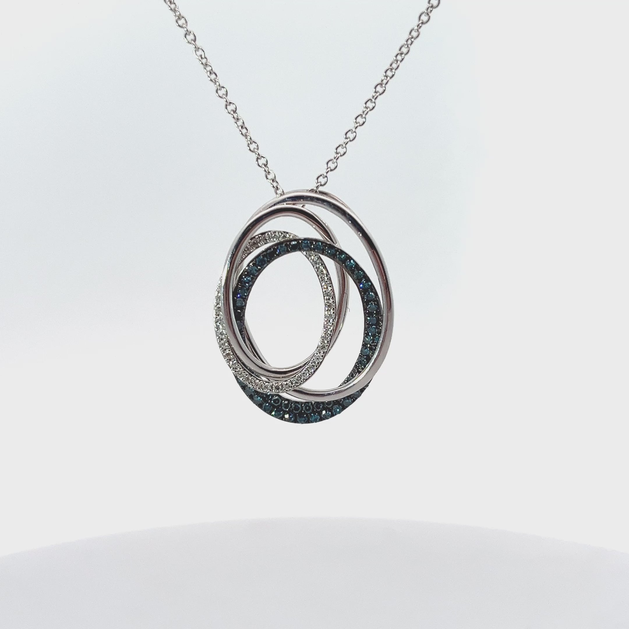 14k White Gold .45ct G SI1 Round White and Blue Diamond Pendant Preloved Bella Bleu Effy