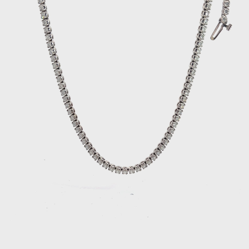 14K WHITE GOLD 6.5CT G SI1 DIAMOND TENNIS NECKLACE