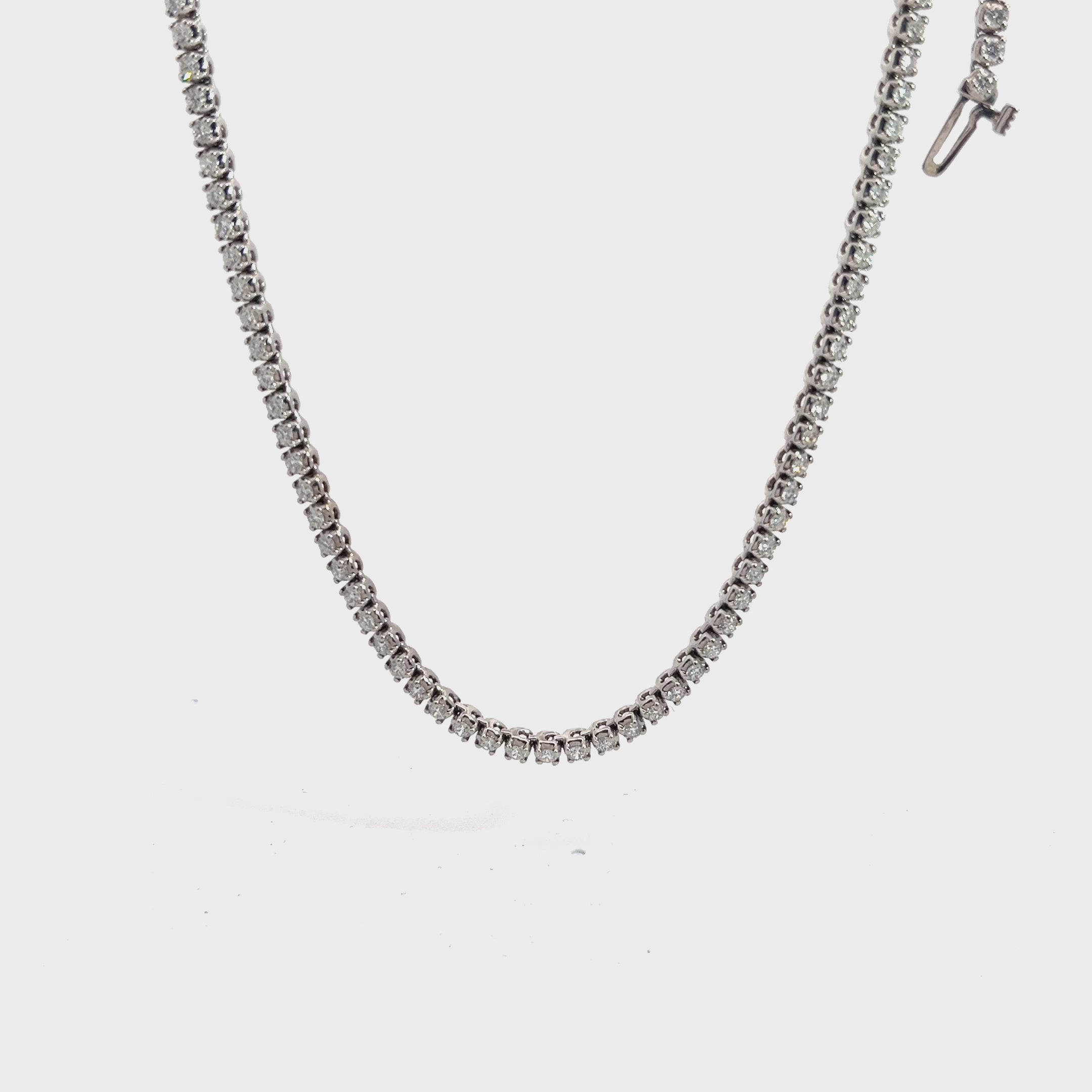 14K WHITE GOLD 6.5CT G SI1 DIAMOND TENNIS NECKLACE