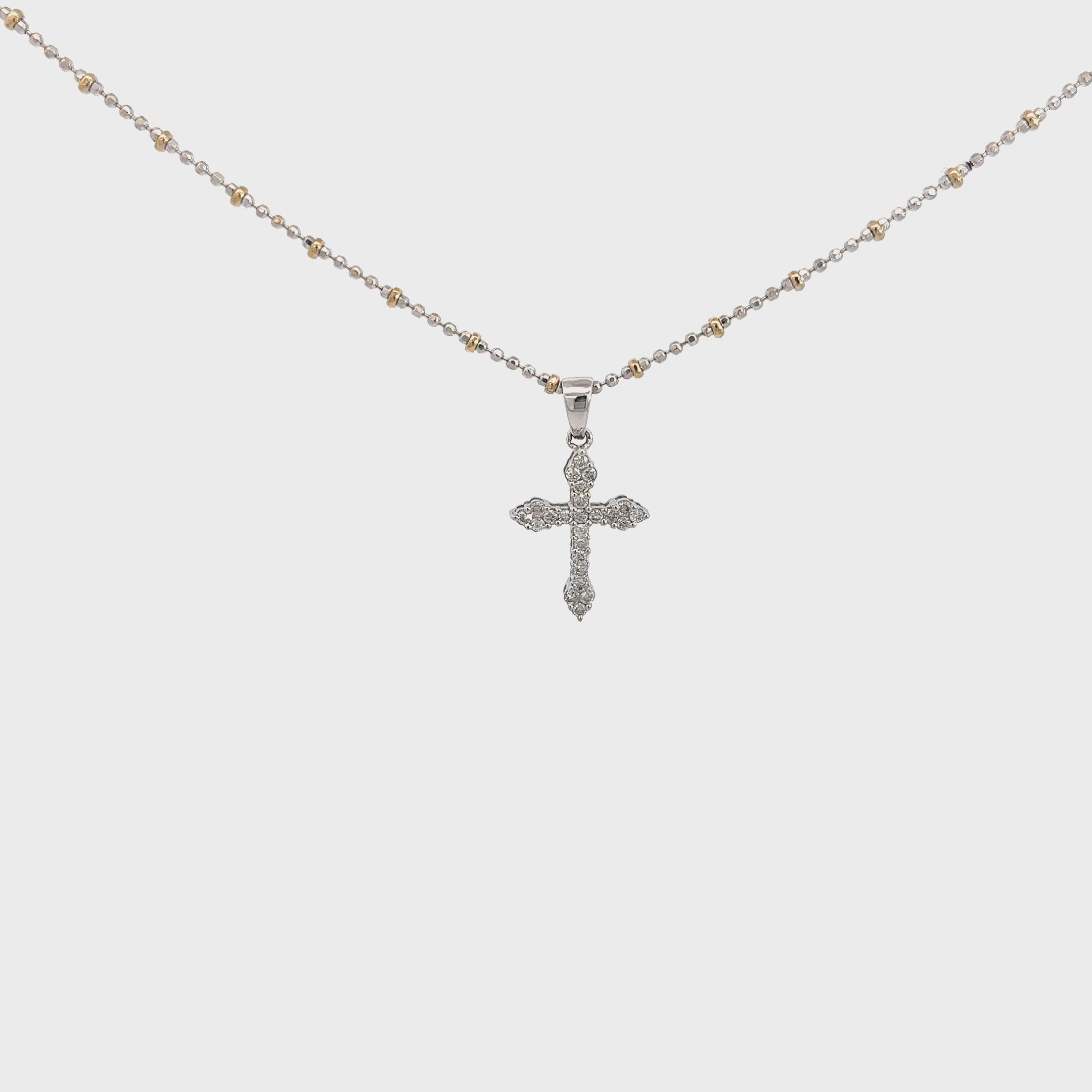 Ladies 18k white gold Diamond Cross Necklace
