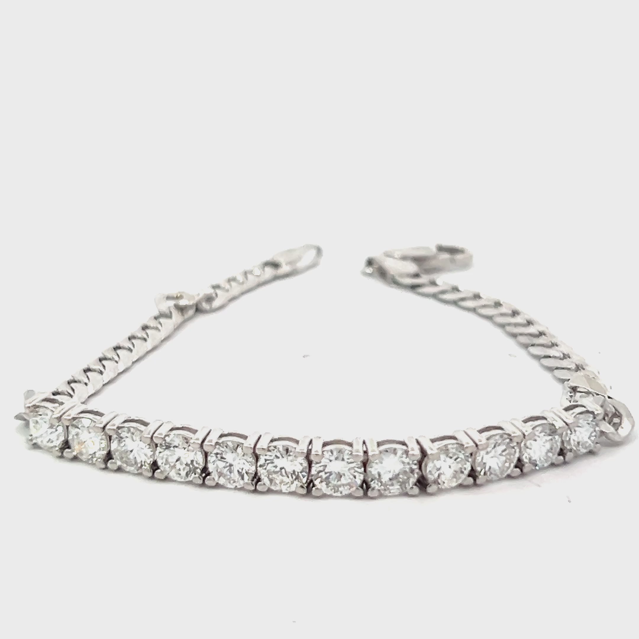 14k White Gold 3.56ct F VS2 (12) Round Diamond 1/2 Tennis Bracelet