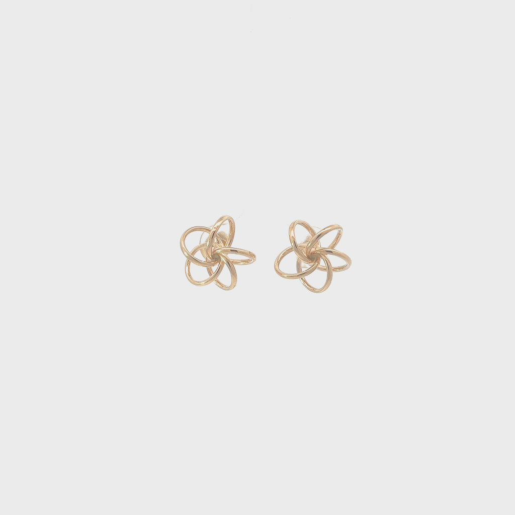 14K YELLOW GOLD TWISTED LOVE KNOT STUDS EARRING 1.30 gram