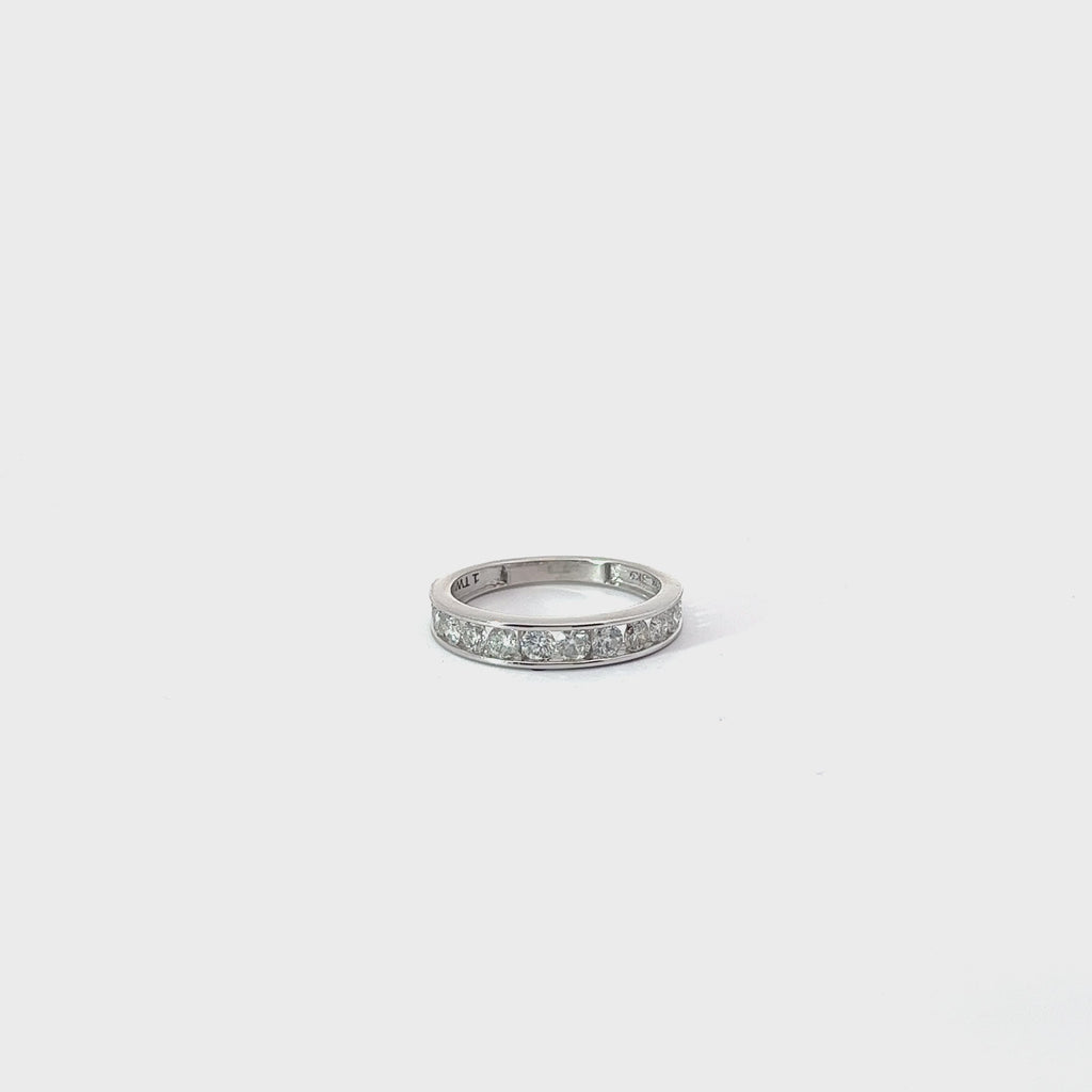 14K WHITE GOLD 1 CT G SI2 14 DIAMOND CHANNEL SET WEDDING BAND SIZE 7 1/4
