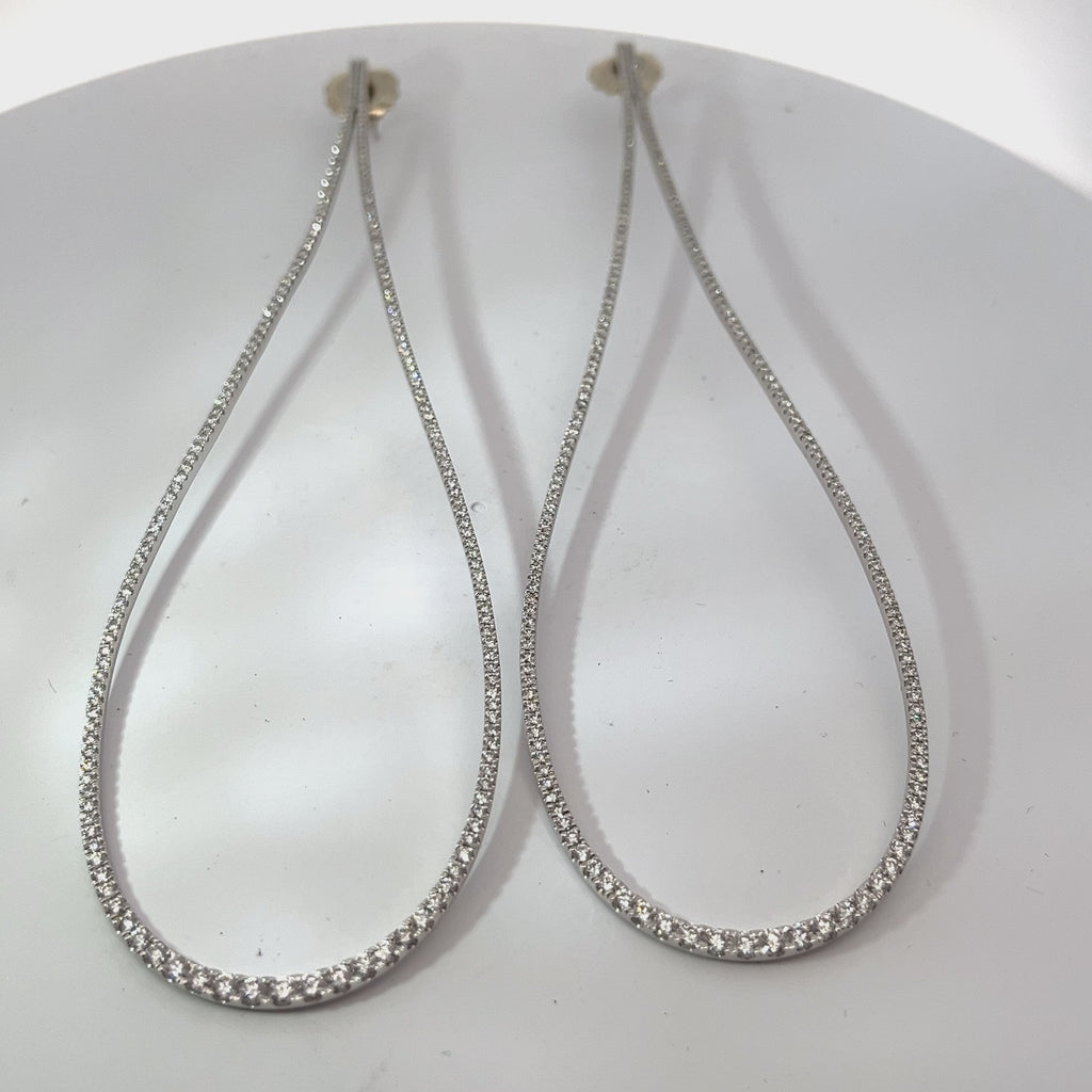 14k White Gold 4.00ct F VS2 Round Diamond Graduated Drop Earrings Vera Wang Love Collect