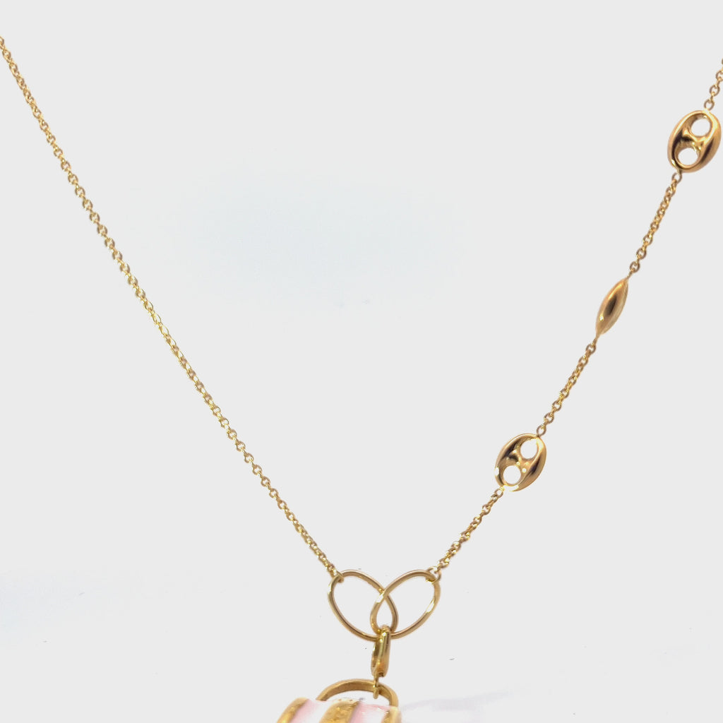 14k Yellow Gold Puffed Link Necklace 4.4 gram