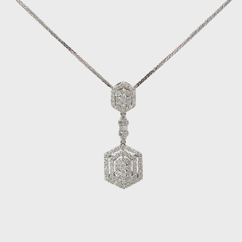 18k White Gold 1.42ct G VS2 Round Diamond Drop Necklace
