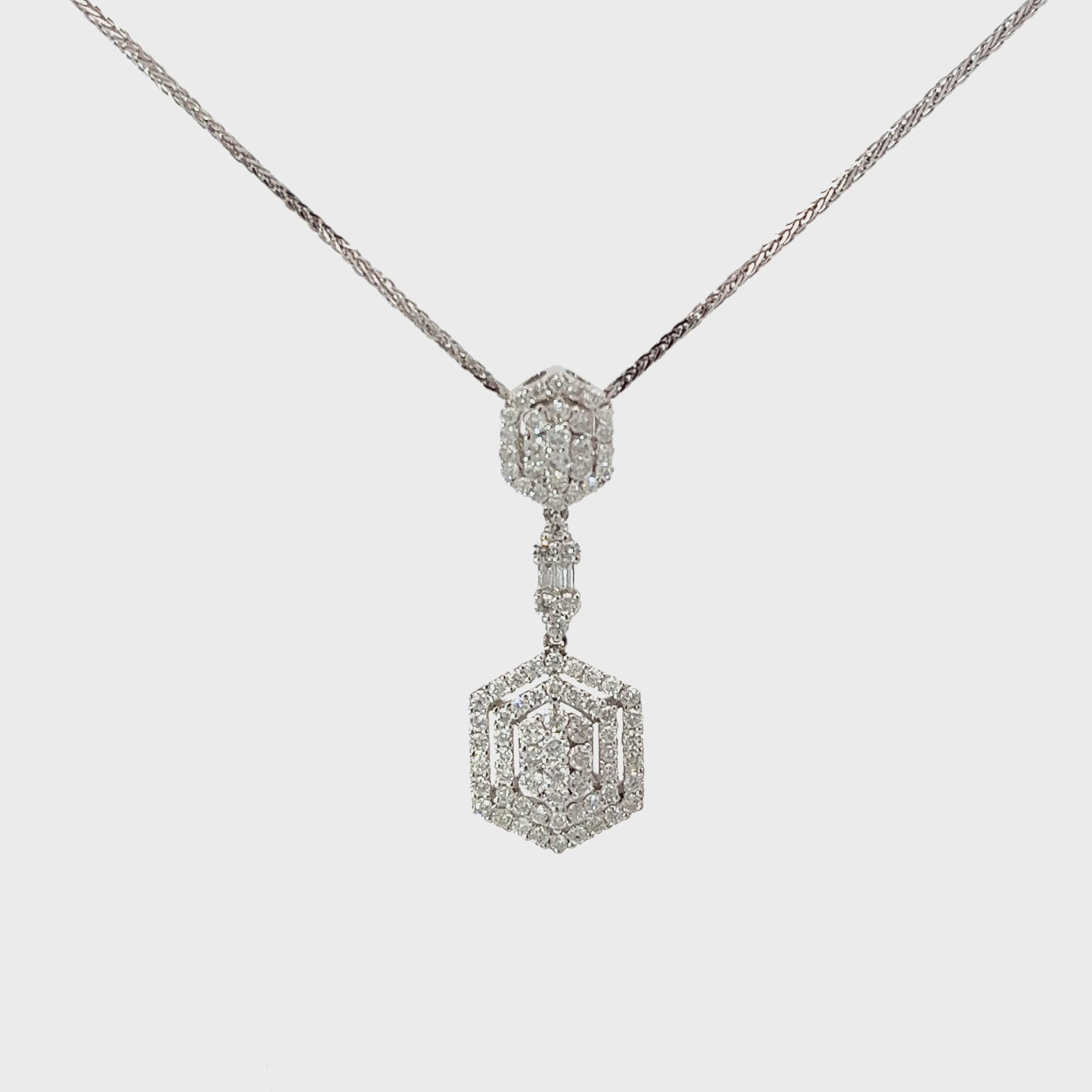 18k White Gold 1.42ct G VS2 Round Diamond Drop Necklace